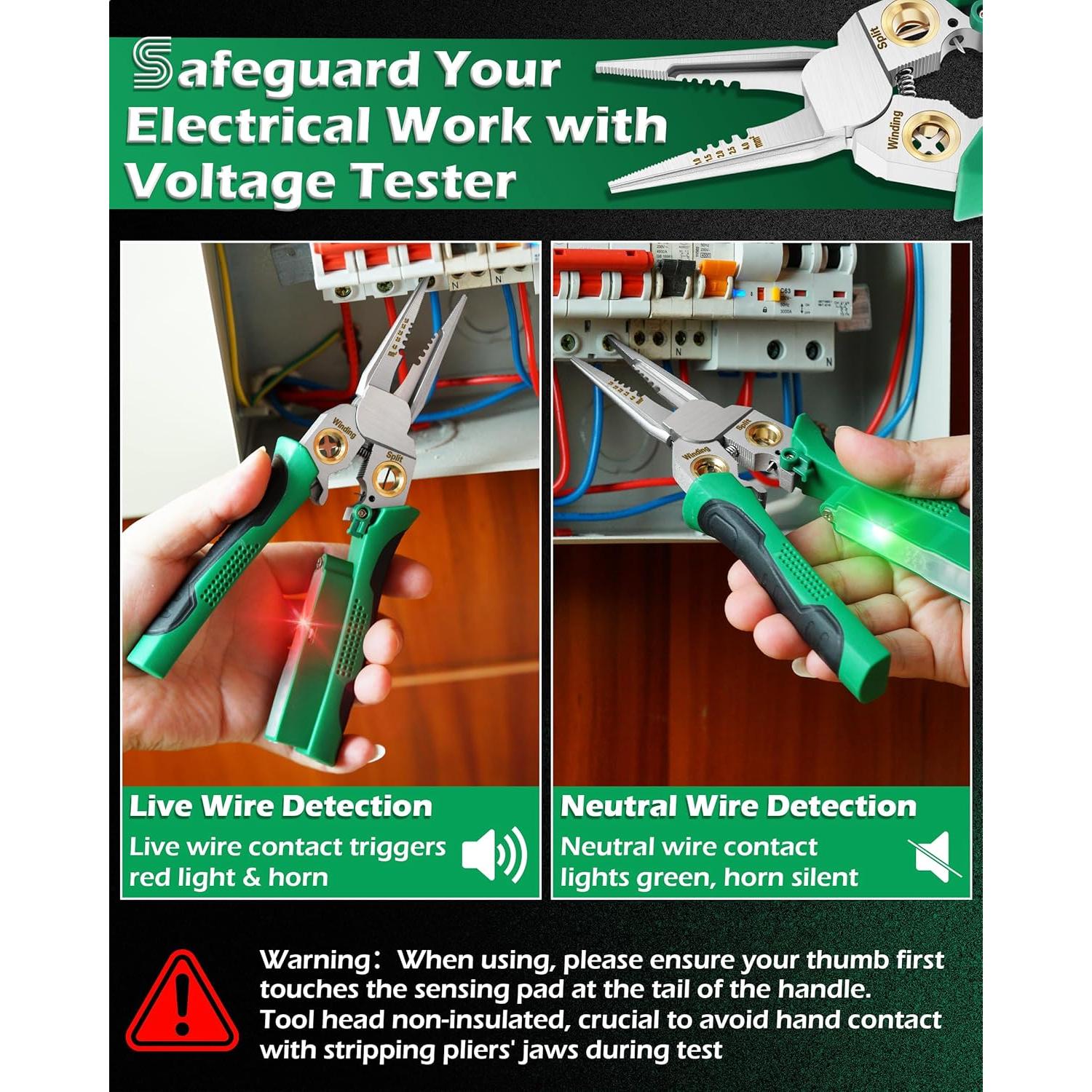 Pelacables 8 en 1 FAITIO Verde con Probador de Voltaje