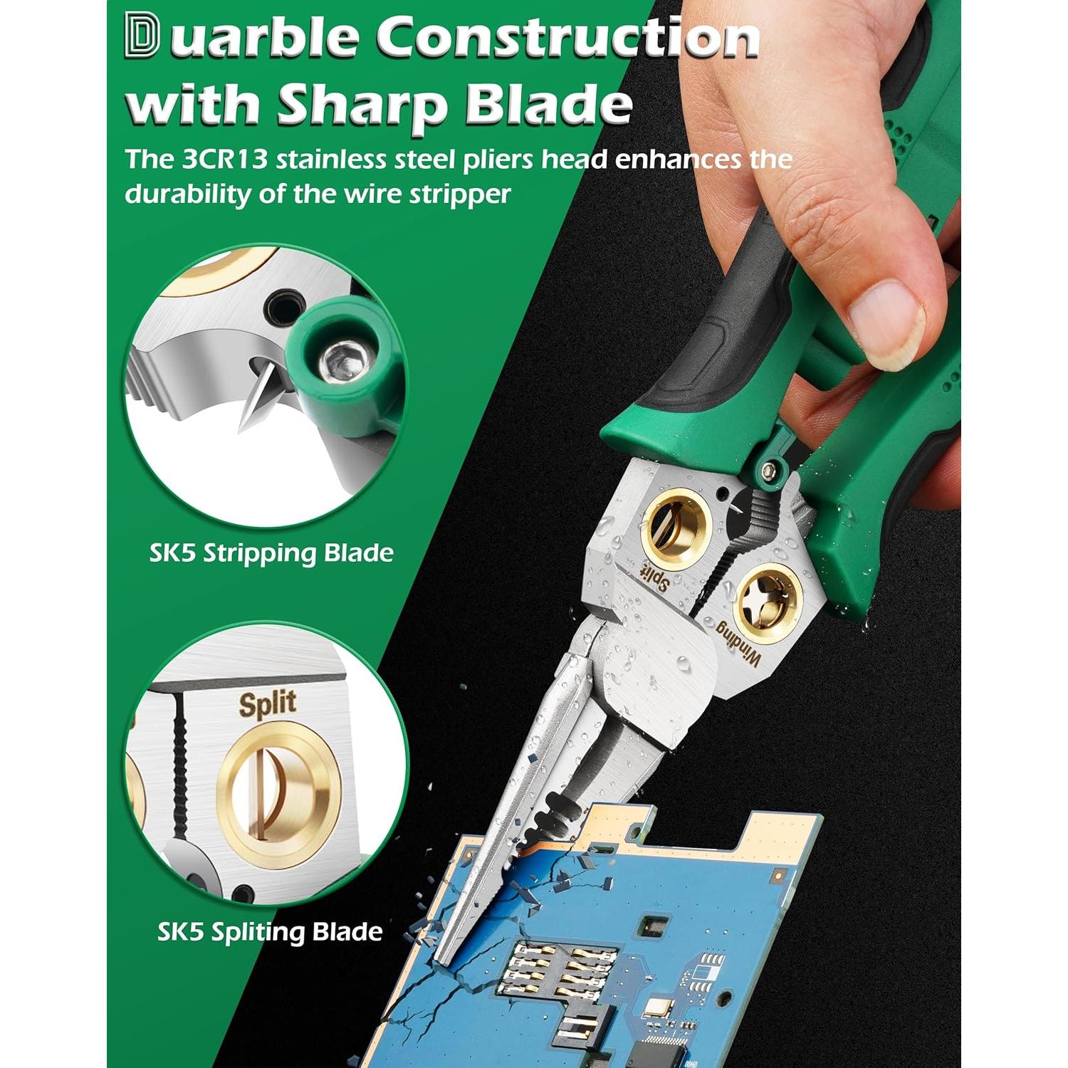 Pelacables 8 en 1 FAITIO Verde con Probador de Voltaje