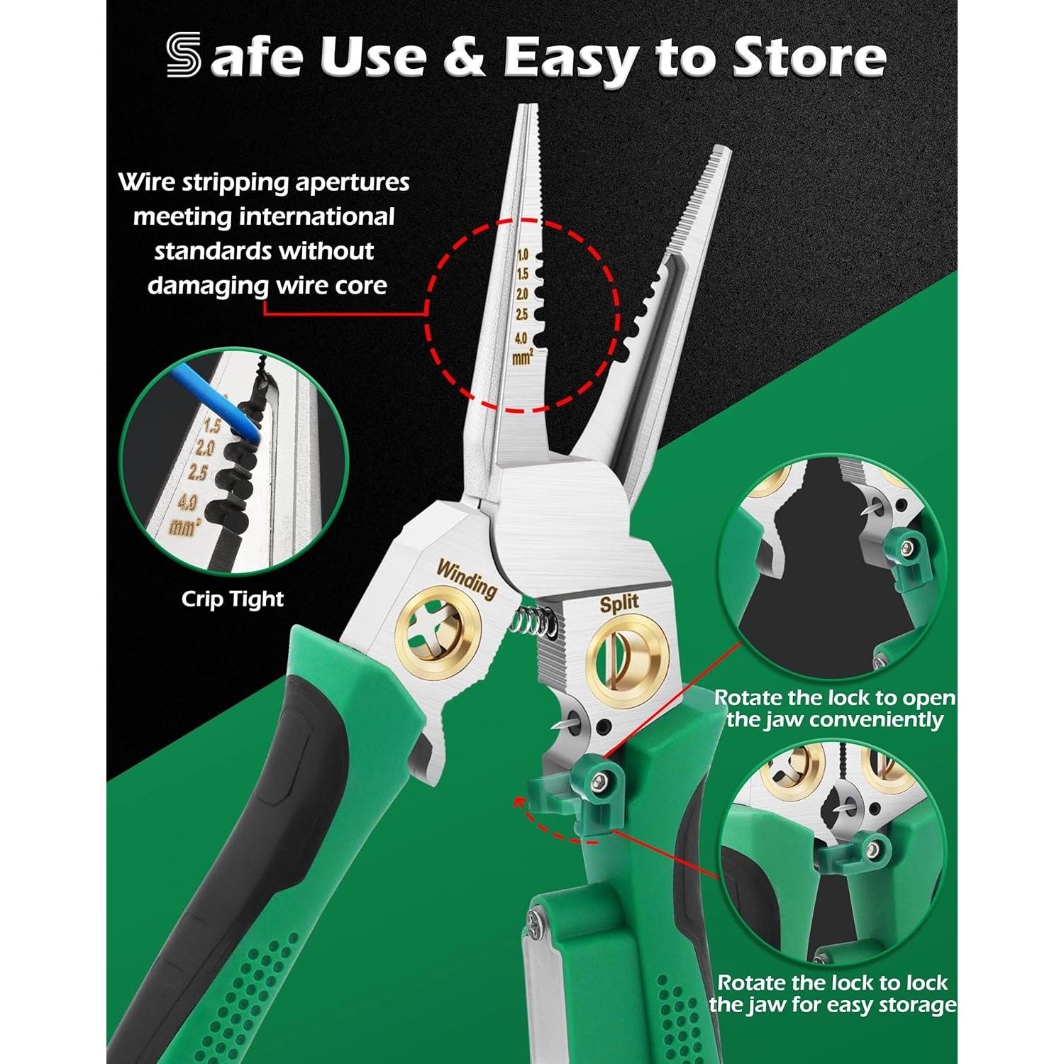 Pelacables 8 en 1 FAITIO Verde con Probador de Voltaje