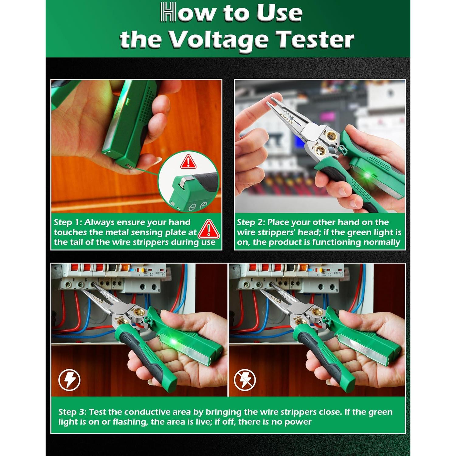 Pelacables 8 en 1 FAITIO Verde con Probador de Voltaje