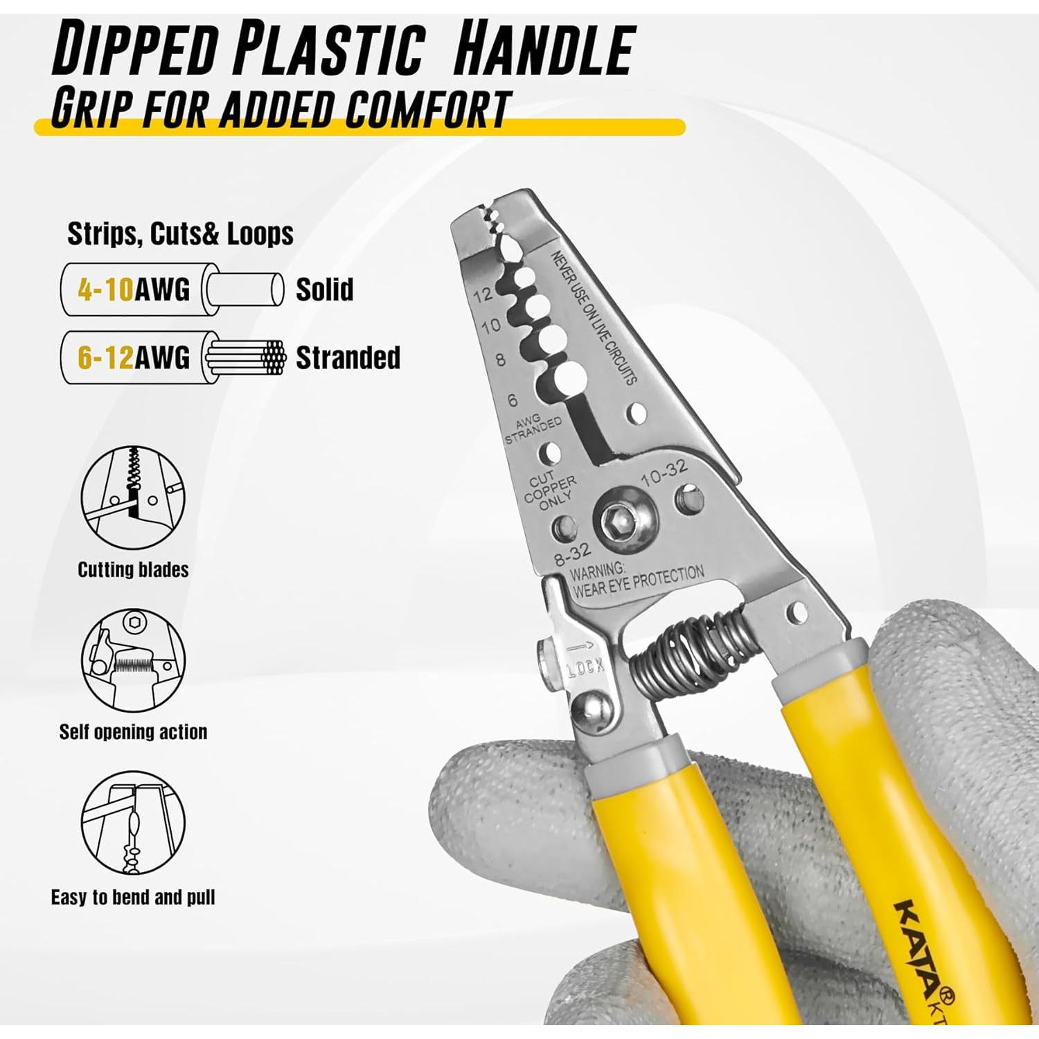Pelacables KATA 4-12 AWG, Cortador y Crimpadora Ergonómica