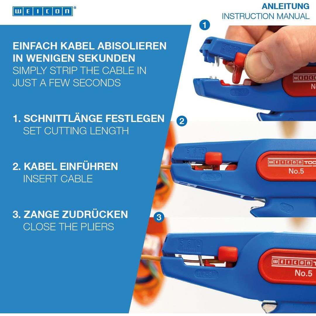 Pelacables Automático WEICON No. 5 | Ajustable 0.2-6.0 mm²