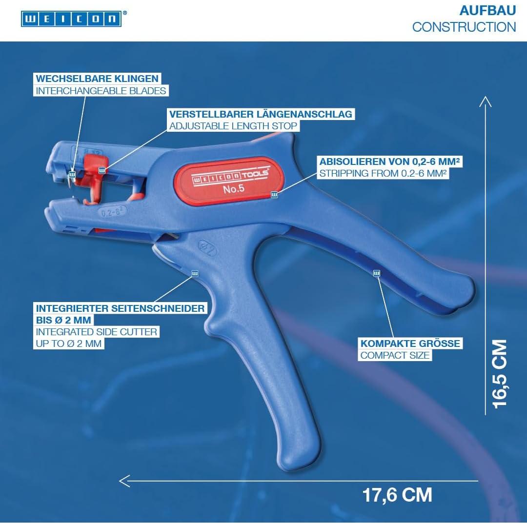 Pelacables Automático WEICON No. 5 | Ajustable 0.2-6.0 mm²