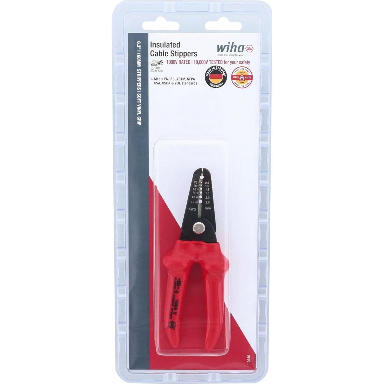 Alicates de Pelar Aislados Wiha 10250 10-20 AWG 16 cm