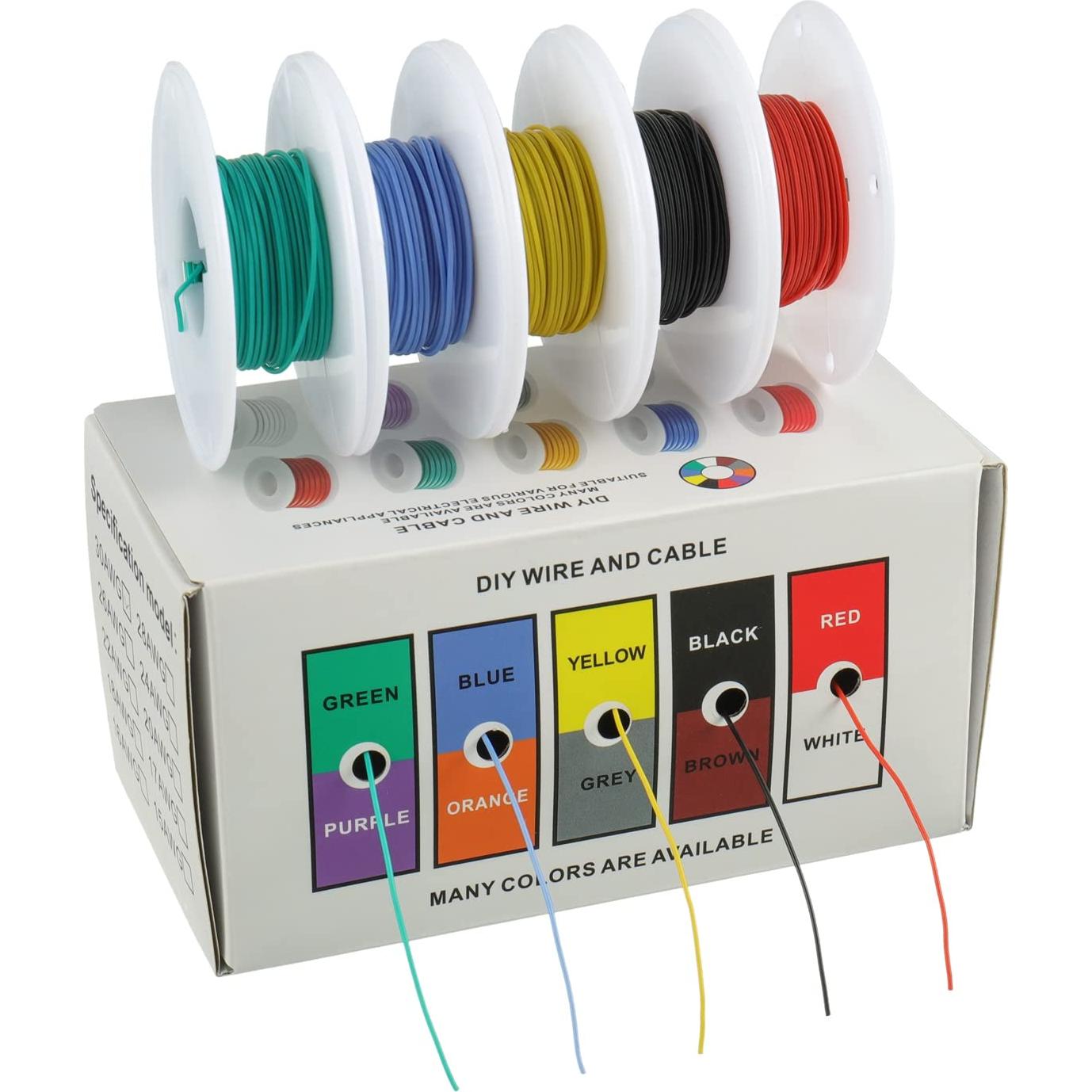 Cable de Silicona Flexible BOJACK 30AWG 50m 5 Colores con Pelacables