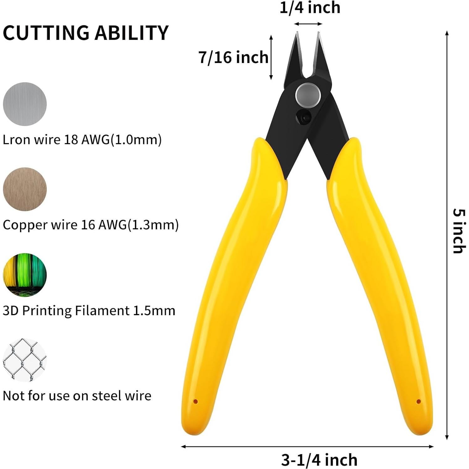 Cortadores Diagonales HongWay 5pcs 12.7cm Amarillo Ergonómico