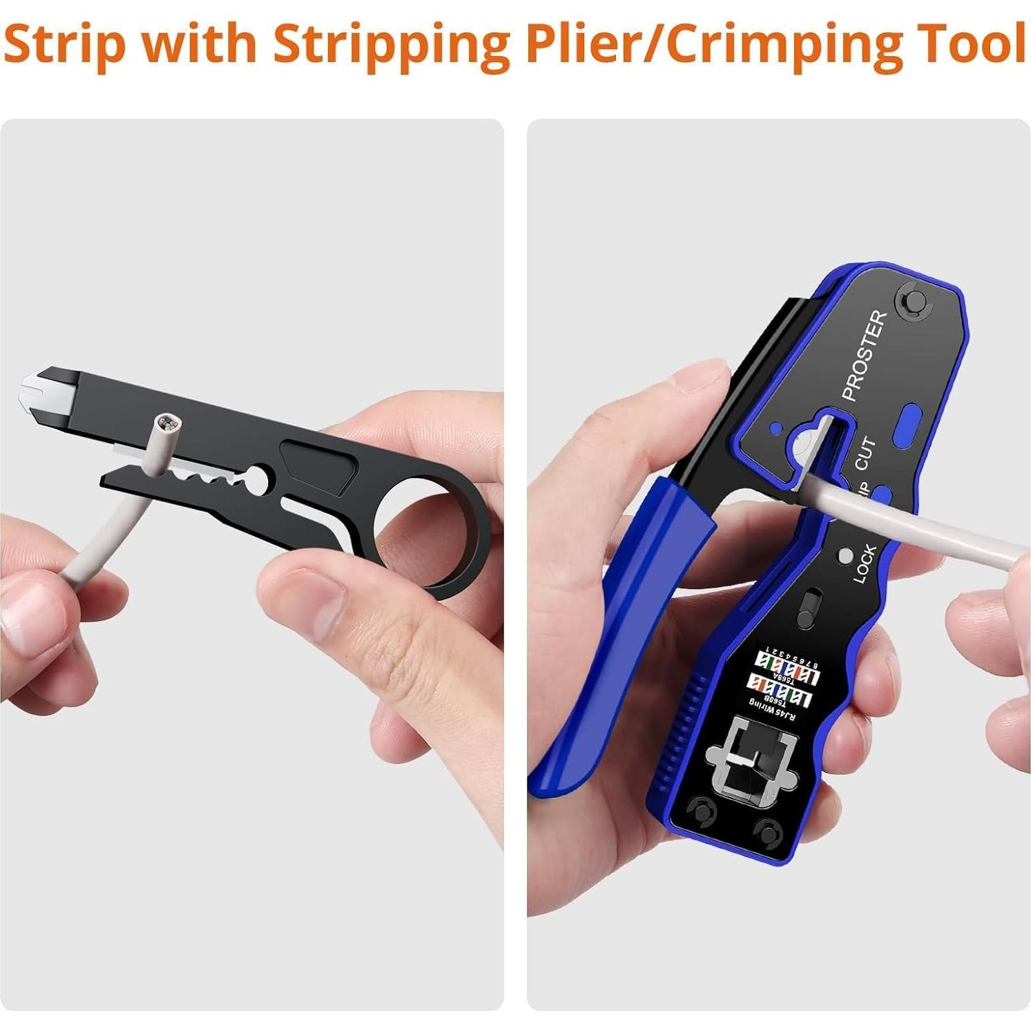 Herramienta de Crimpado RJ45 Proster PST235 - Kit Completo con Probador