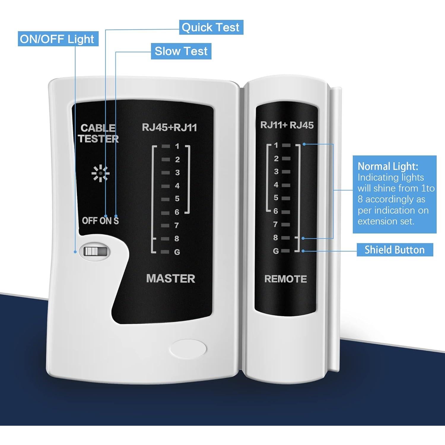 Crimpadora RJ45 PETECHTOOL + 50 Conectores Cat6 + Probador