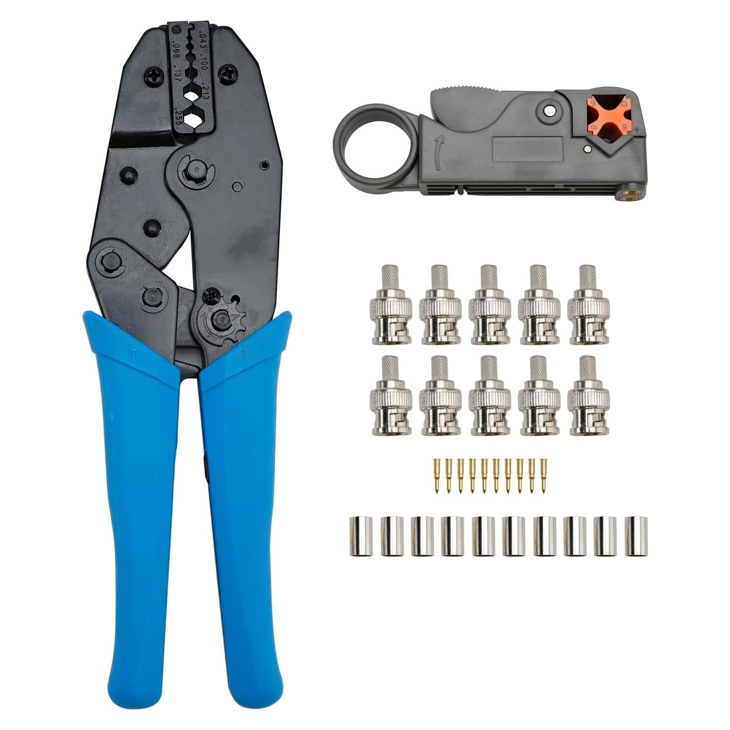 Conector Crimpado BNC Macho Areyourshop + Kit Herramientas