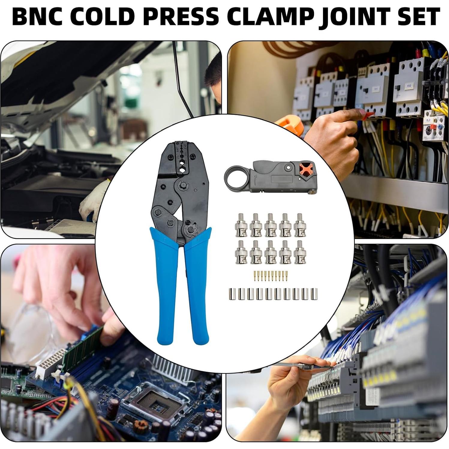 Conector Crimpado BNC Macho Areyourshop + Kit Herramientas