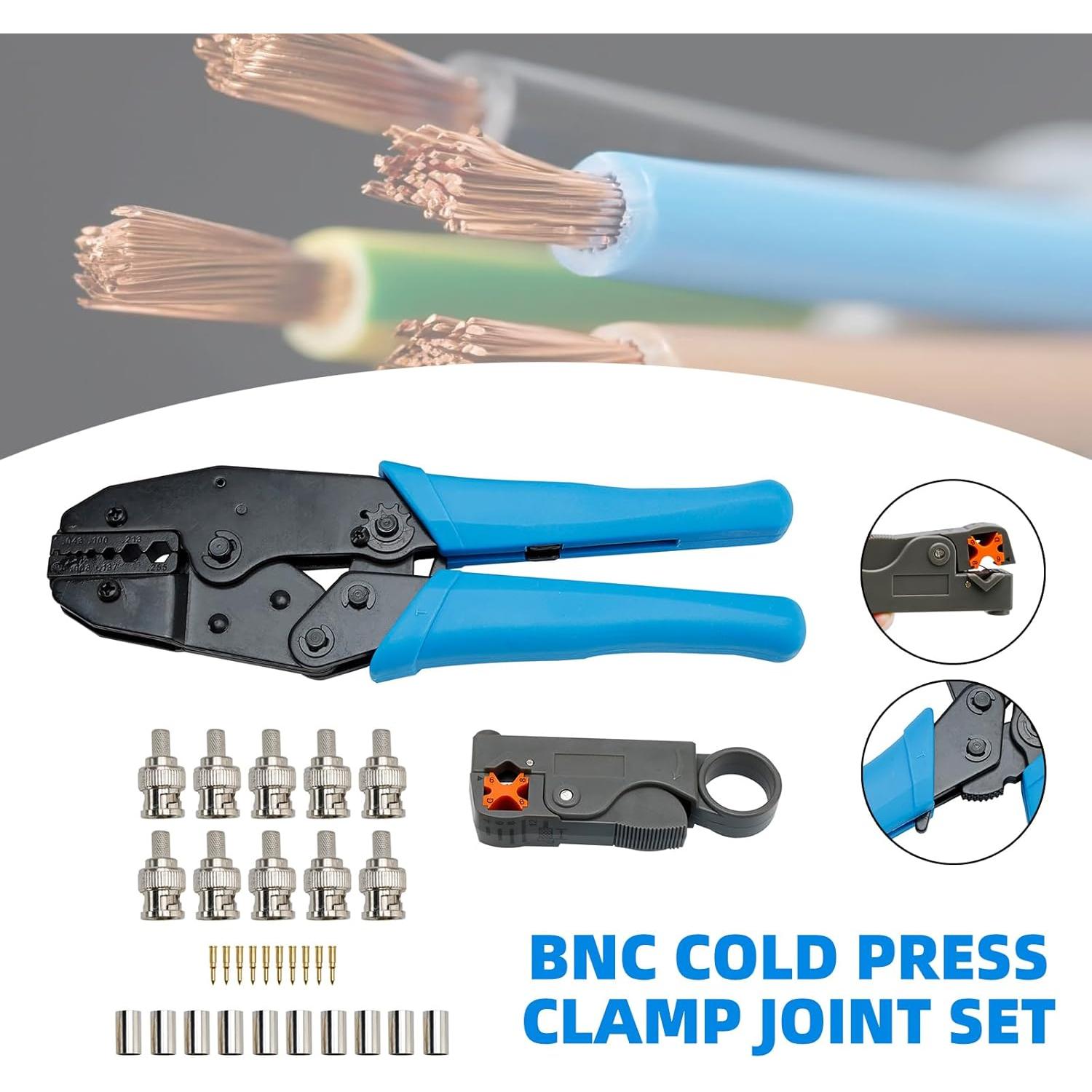 Conector Crimpado BNC Macho Areyourshop + Kit Herramientas