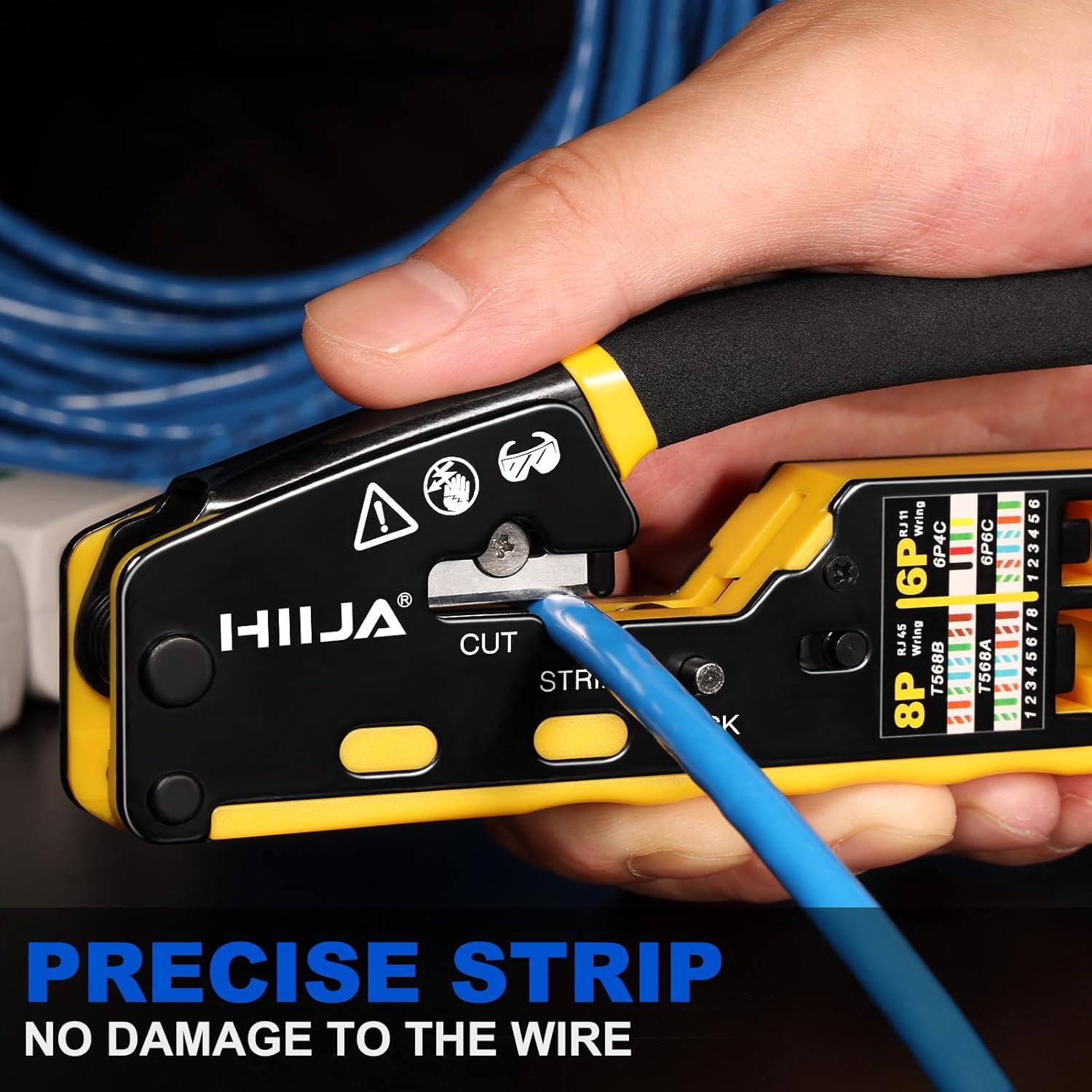 Kit de Crimpado RJ45 Pasante HIIJA con Probador y 50 Conectores