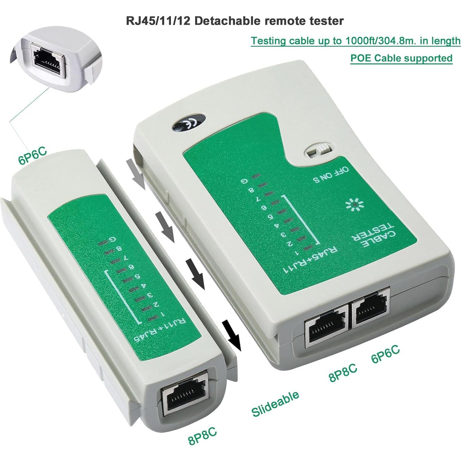 Kit Crimpadora RJ45 Pasante BAIDUOTOOL con Probador y Conectores