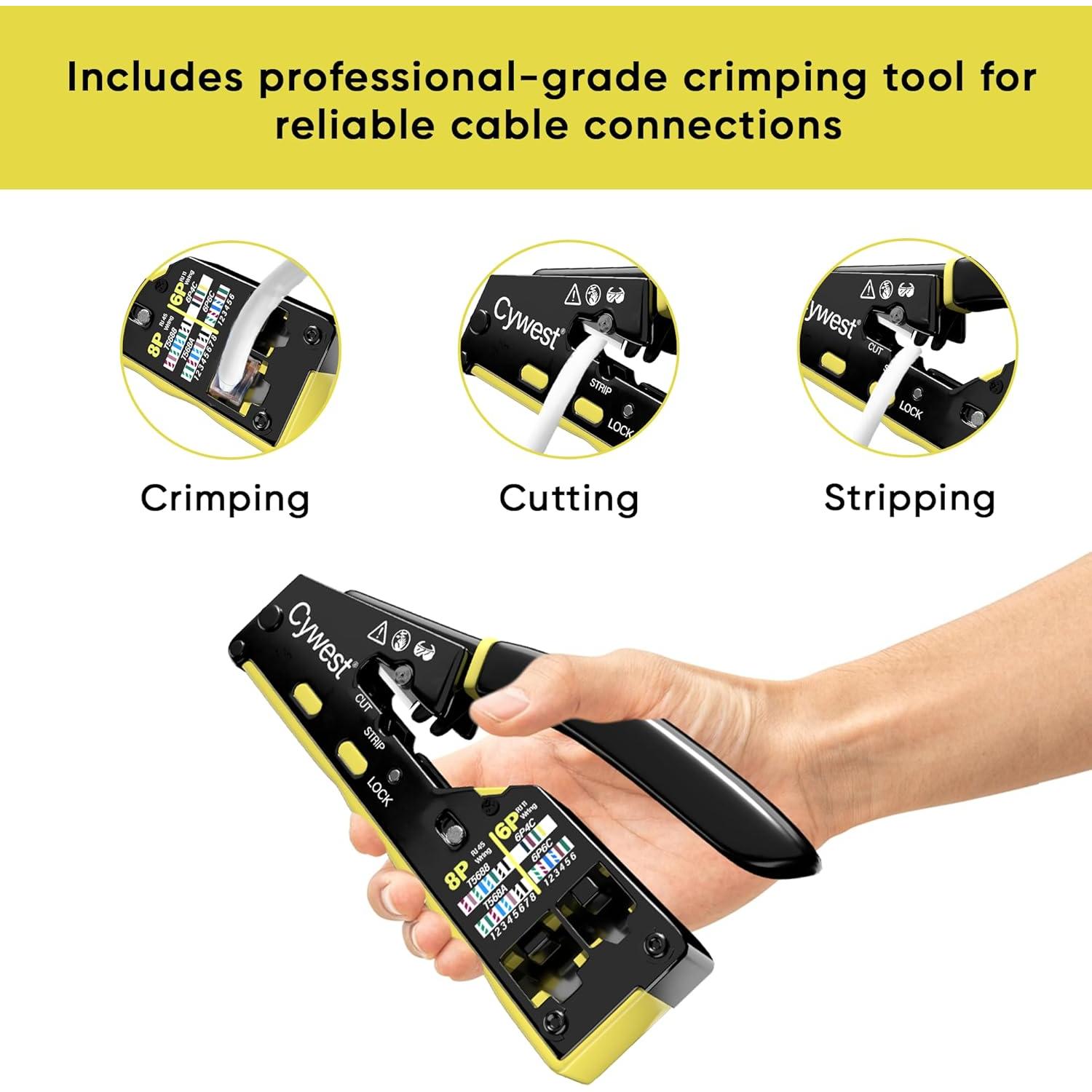 Kit de Crimpadora RJ45 Cywest con Probador y Herramientas