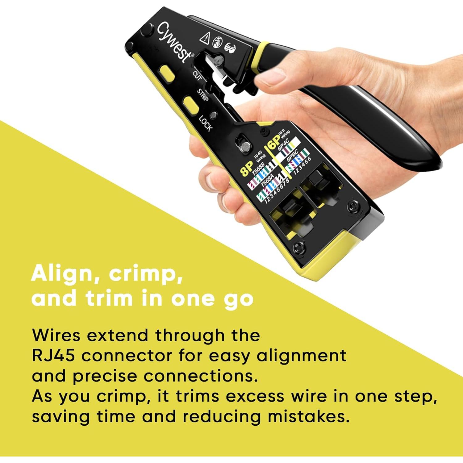Kit de Crimpadora RJ45 Cywest con Probador y Herramientas