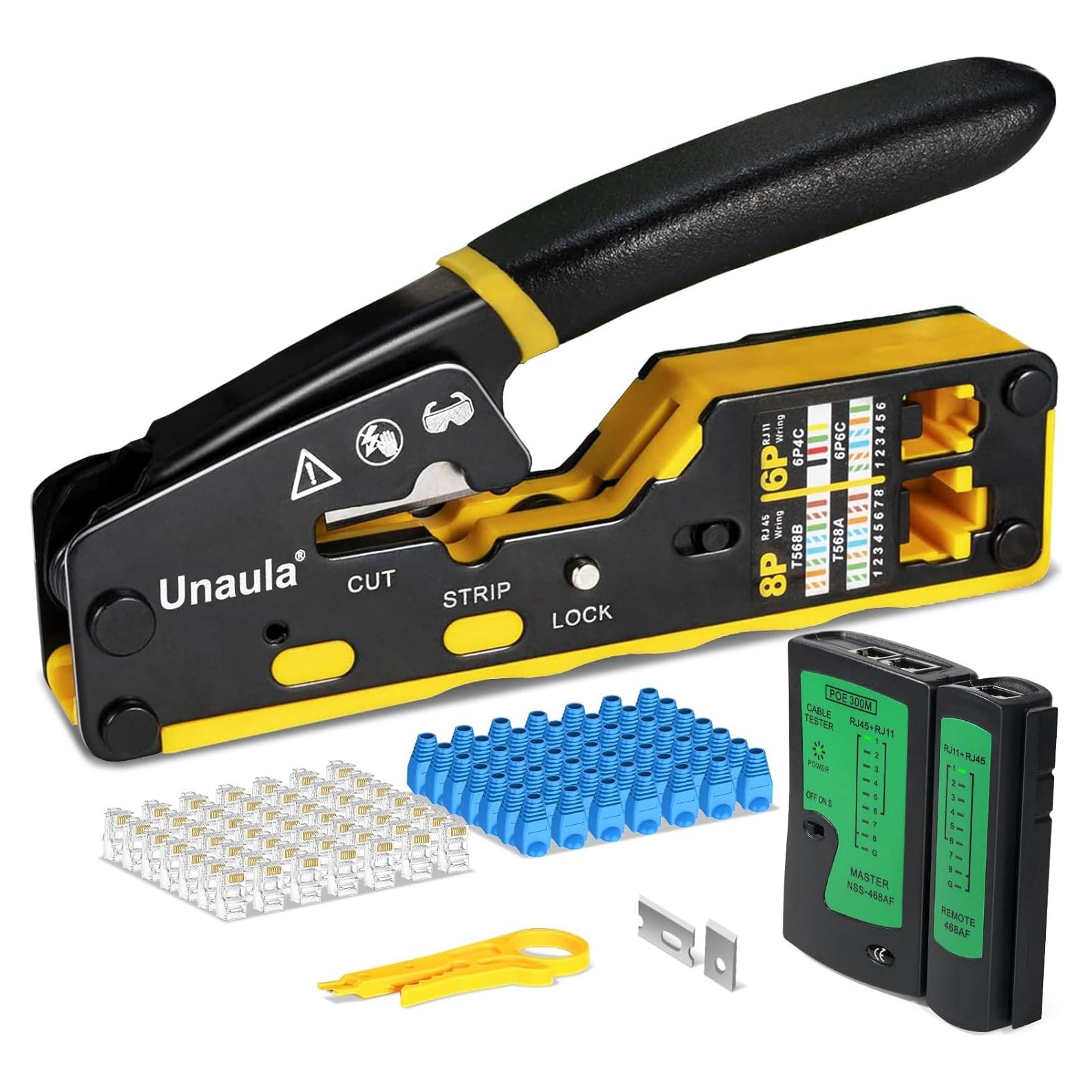 Kit de Crimpado RJ45 Unaula - Crimpadora Ethernet Profesional