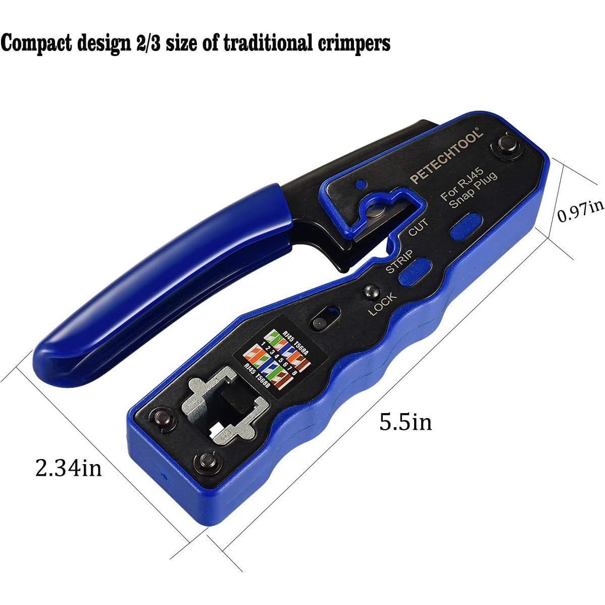 Herramienta de Crimpado RJ45 Passthrough PETECHTOOL CAT6 Todo en Uno