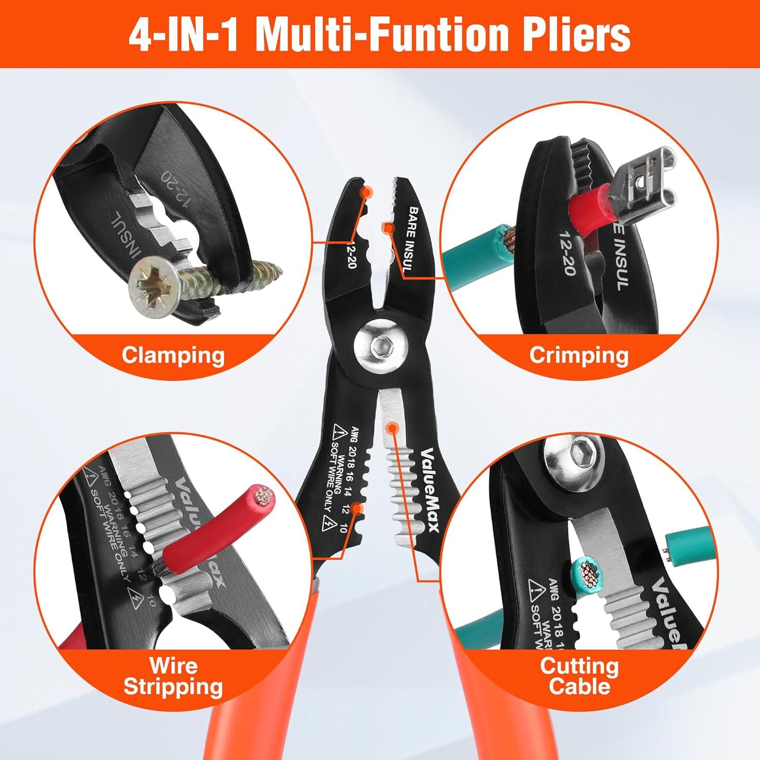 Pelacables 4 en 1 ValueMax - Alicates Multifuncionales 10-20 AWG