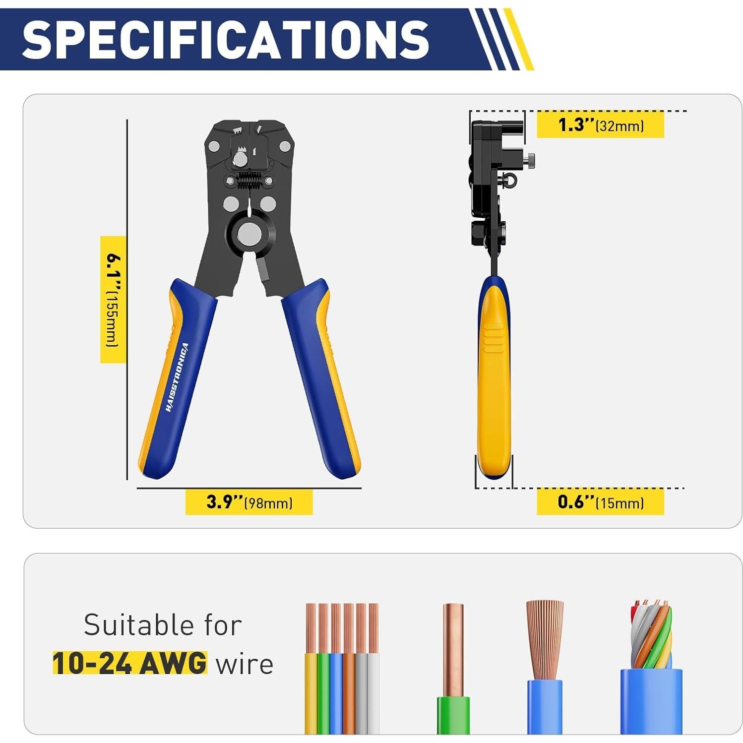 Pelacables Automático Haisstronica 6" Ergonómico 10-24 AWG