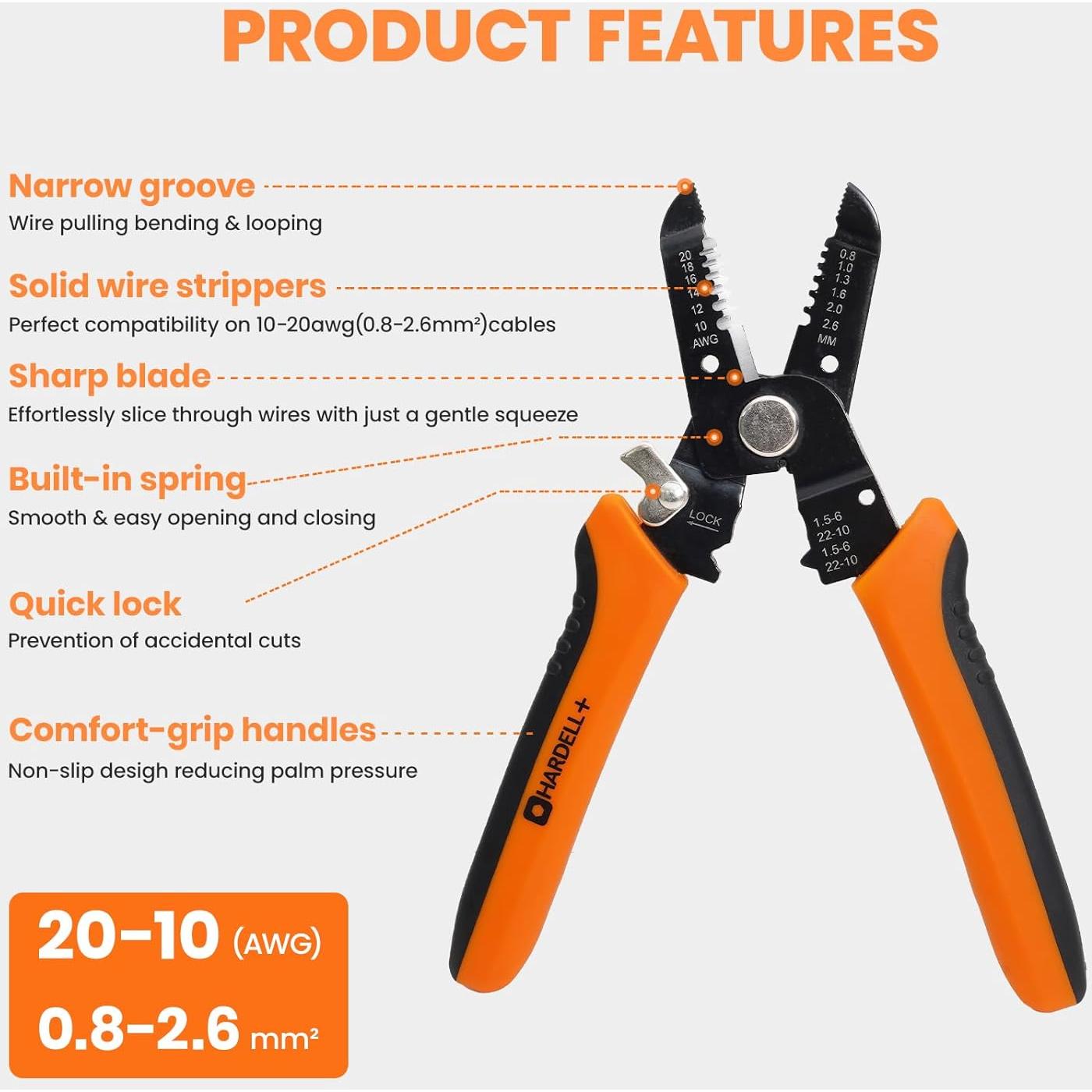 Pelacables Multifuncional HARDELL+ 19.05 cm 5 en 1 para 10-20 AWG