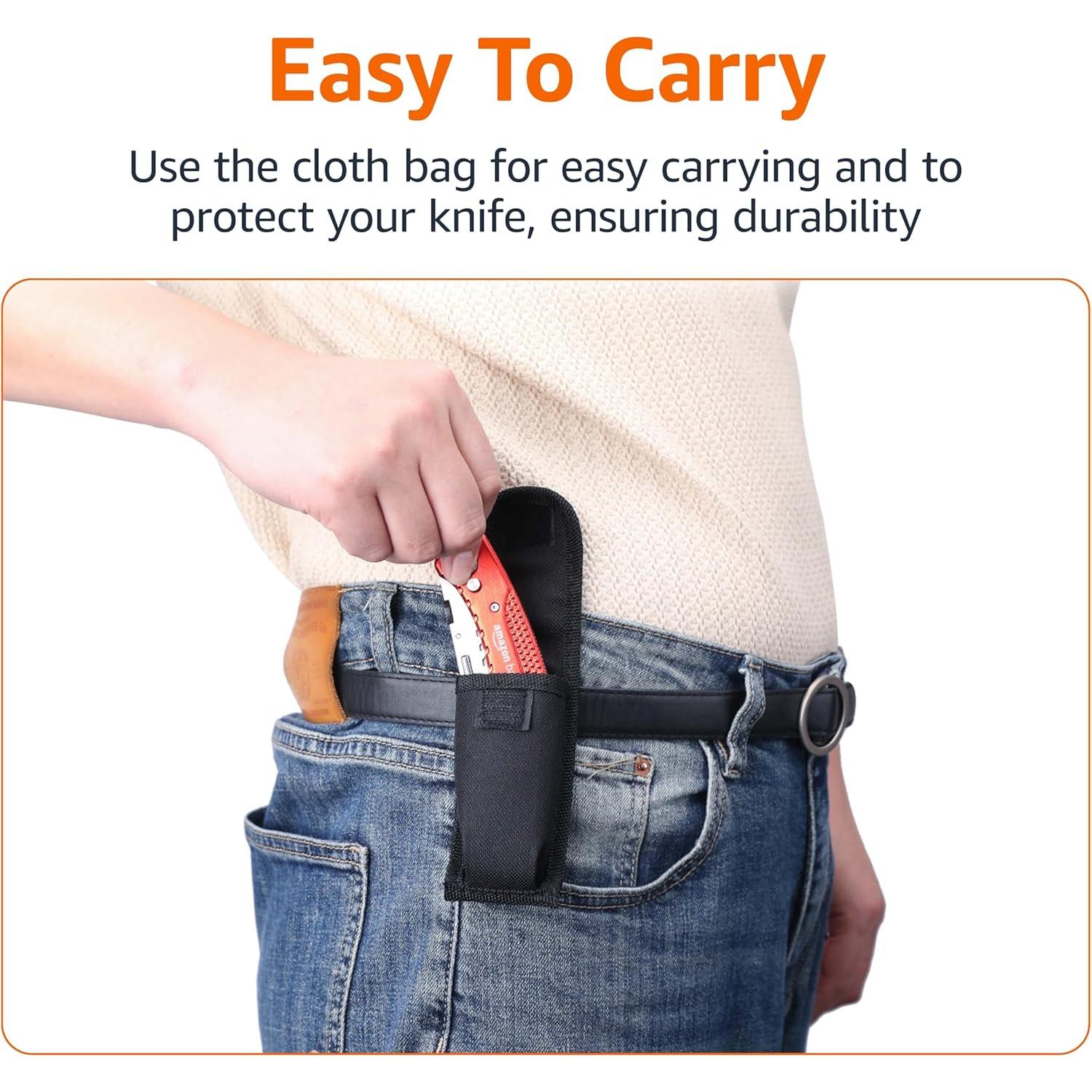 Cuchillo Utilitario Plegable Amazon Basics, Aluminio Rojo