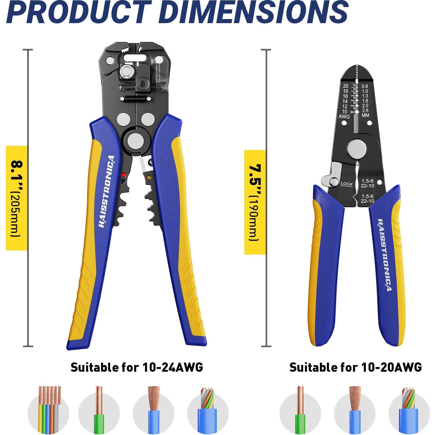 Juego de Herramientas Pelacables haisstronica 10-24 AWG Manual y Automático