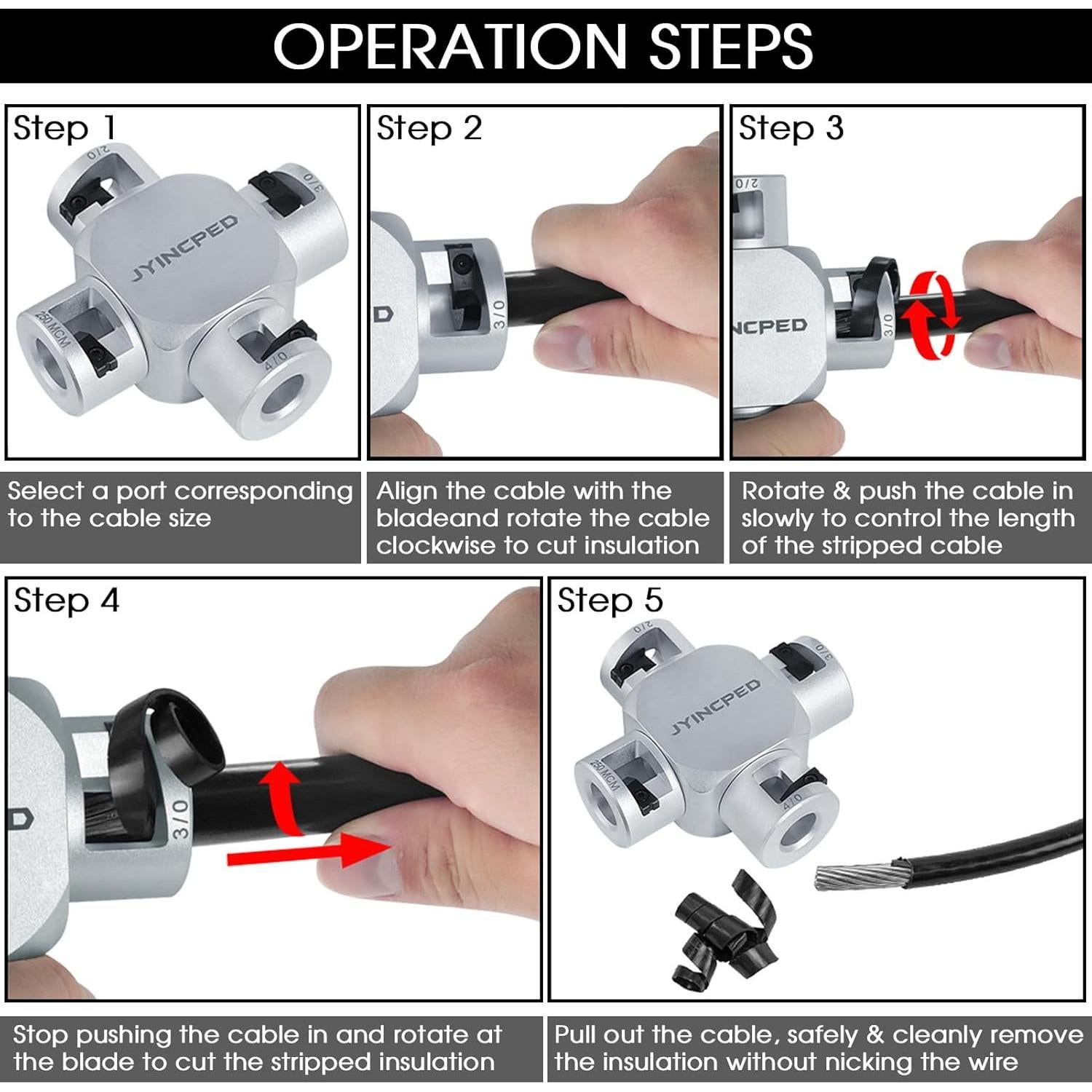Desaislador de Cable Grande JYINCPED 4 en 1 para AWG 2/0-250 MCM