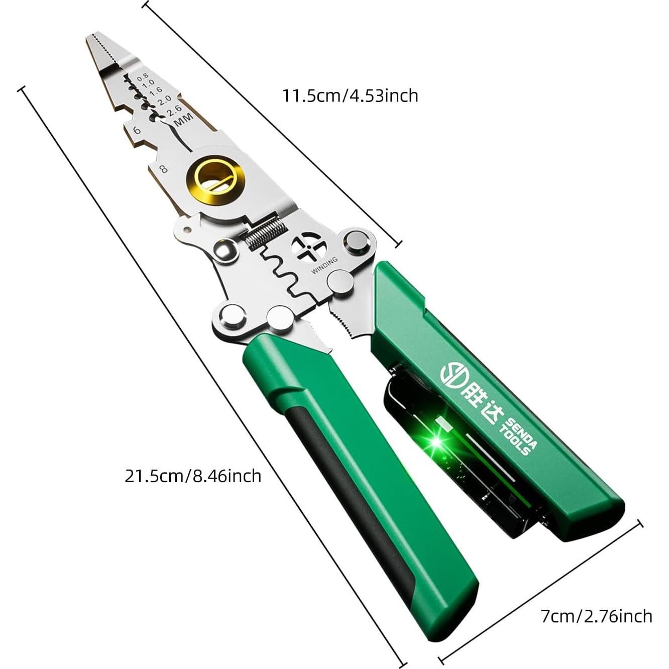 Pelacables Plegable 12 en 1 SENDATOOLS Verde 21.6 cm