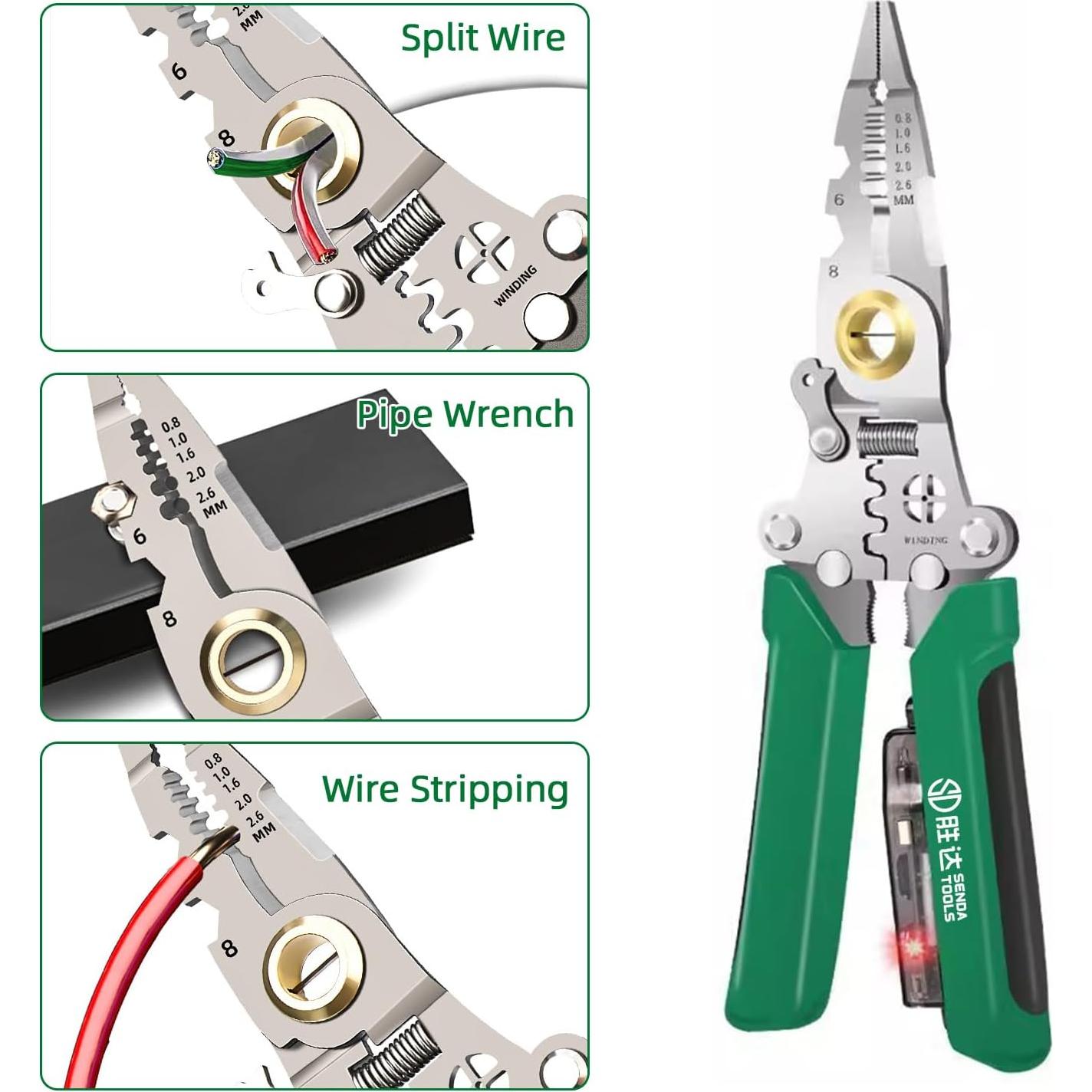 Pelacables Plegable 12 en 1 SENDATOOLS Verde 21.6 cm