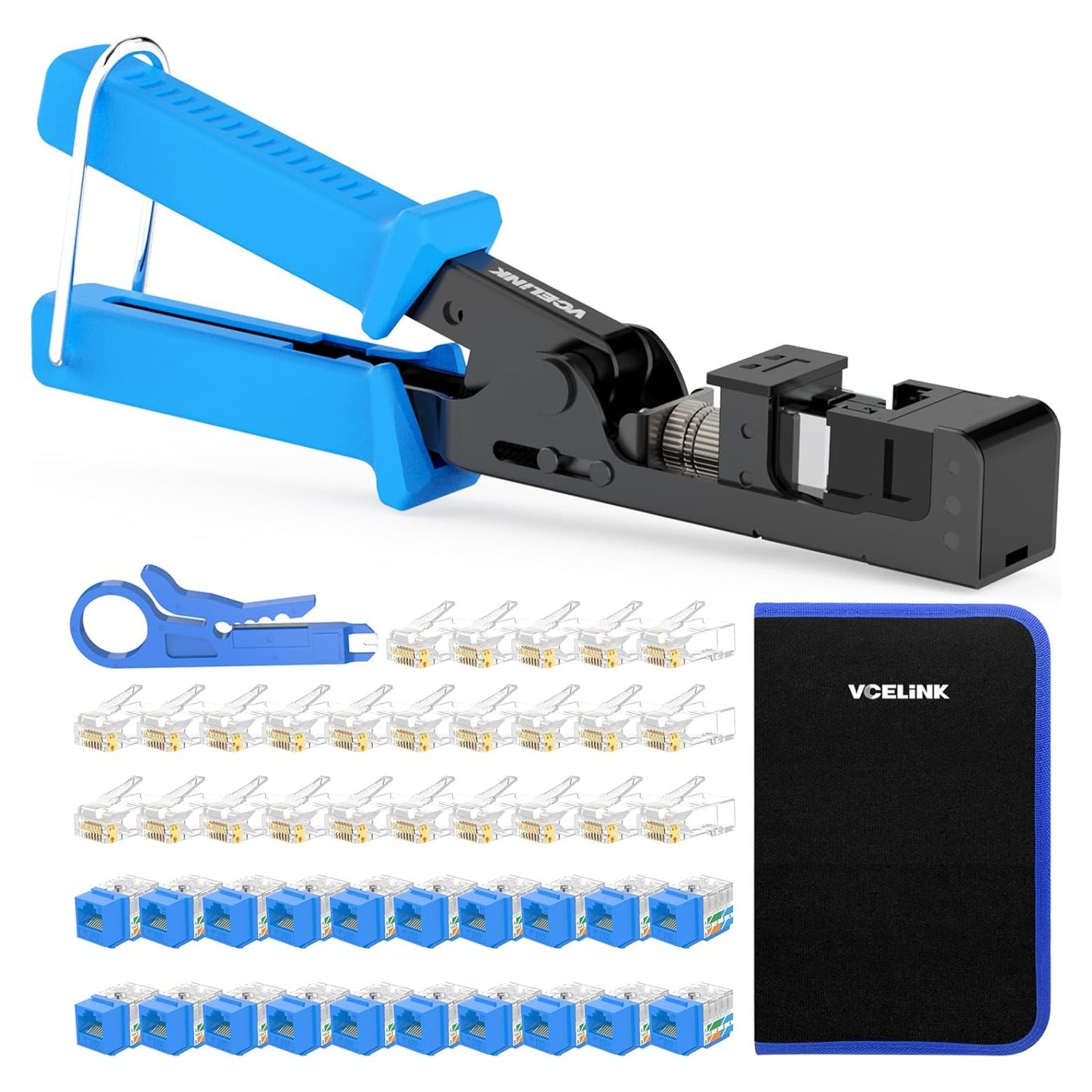 Herramienta de Terminación Rápida VCELINK con 20 Conectores CAT6