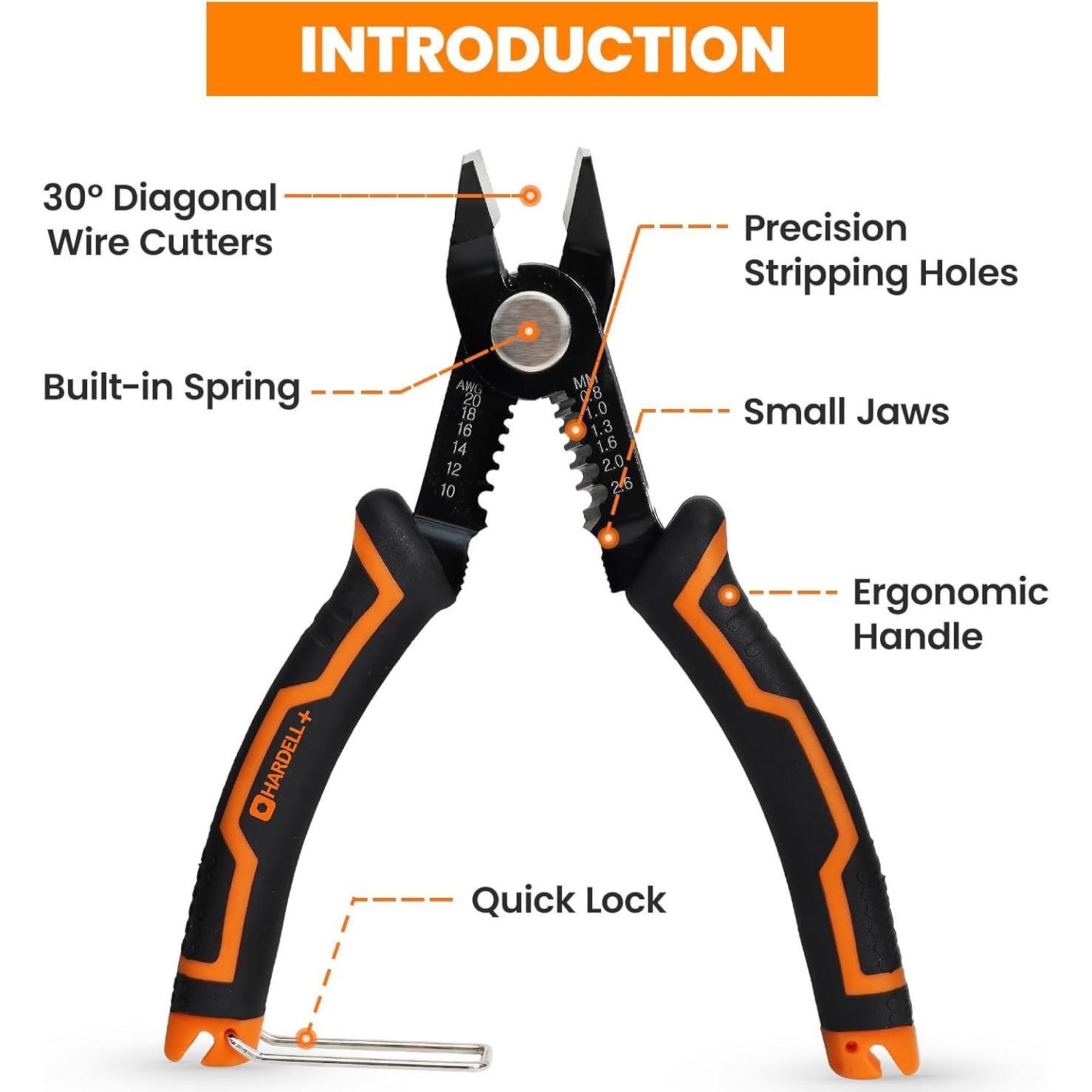 Pelacables 3 en 1 HARDELL+ 15.24 cm para 10-20 AWG