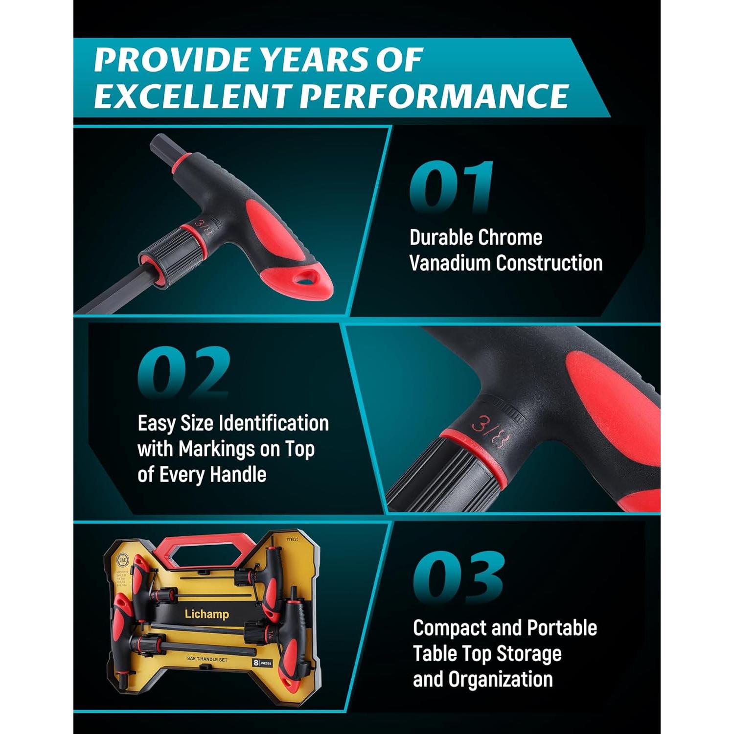 Juego de Llaves Allen T Lichamp 16 Piezas Métricas y SAE