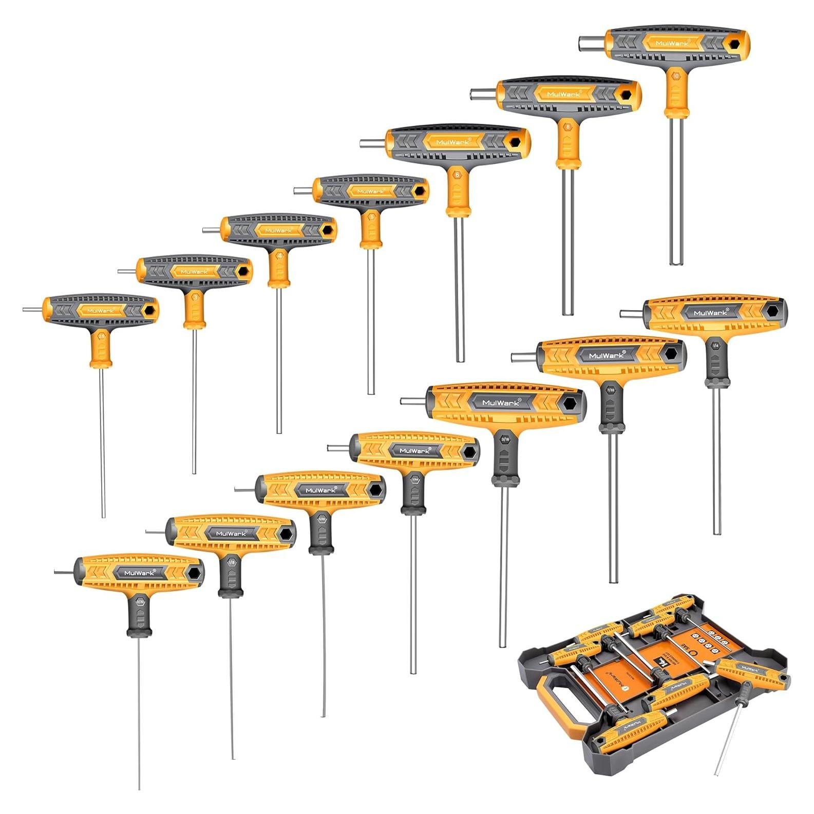 Juego de Llaves Allen T-handle 14 Piezas Mulwark Métricas y SAE
