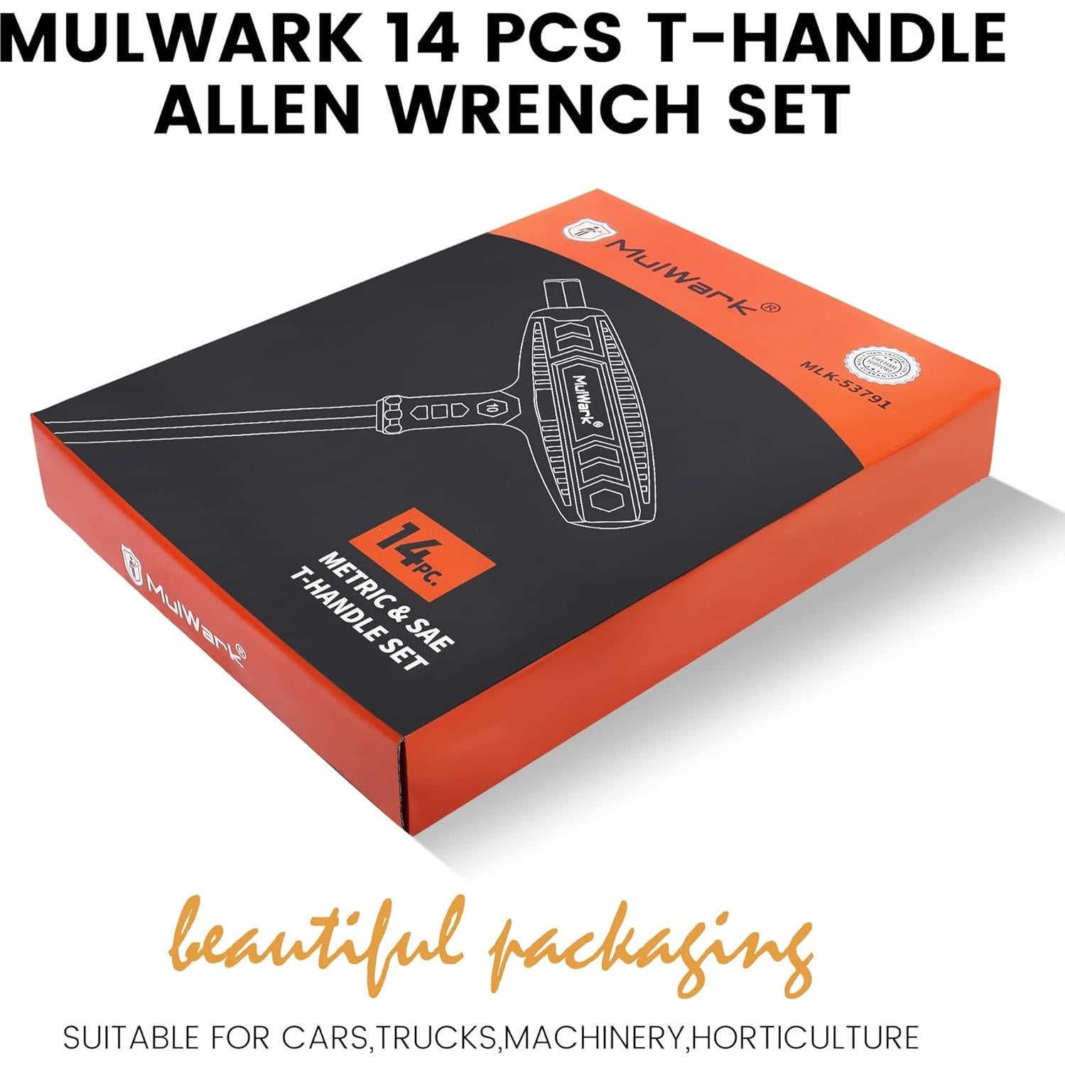 Juego de Llaves Allen T-handle 14 Piezas Mulwark Métricas y SAE