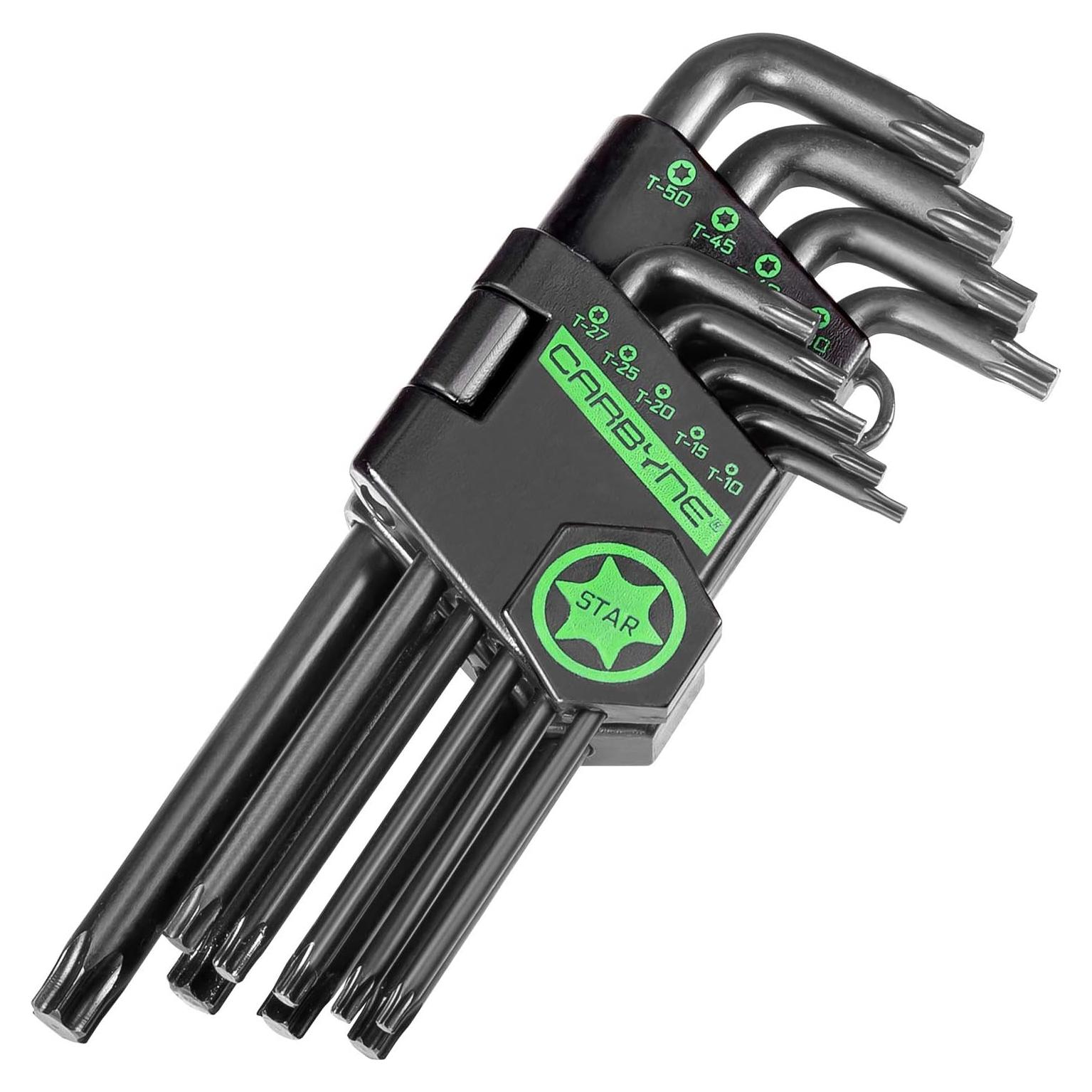 Juego de Llaves Torx 9 Piezas Carbyne Mango Largo Acero S2