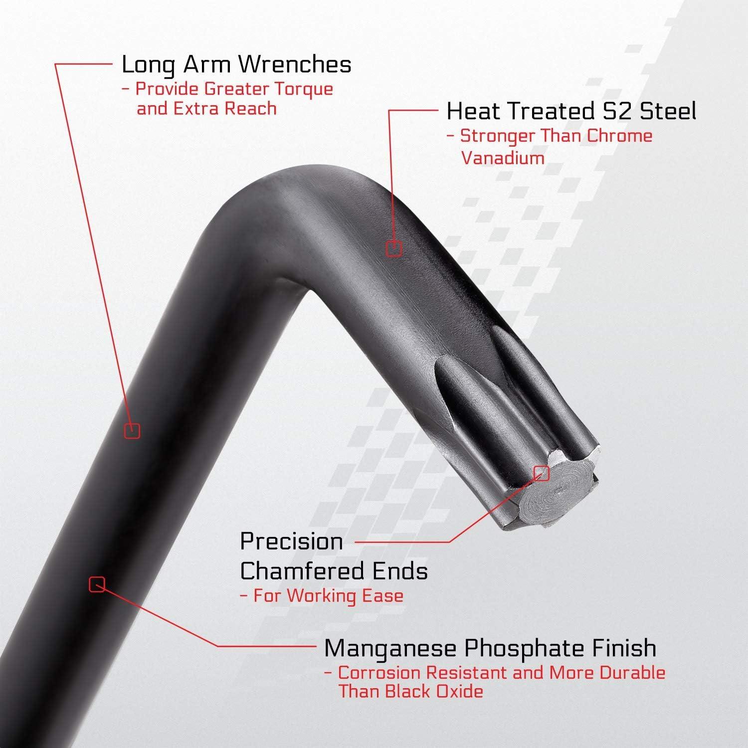 Juego de Llaves Torx 9 Piezas Carbyne Mango Largo Acero S2