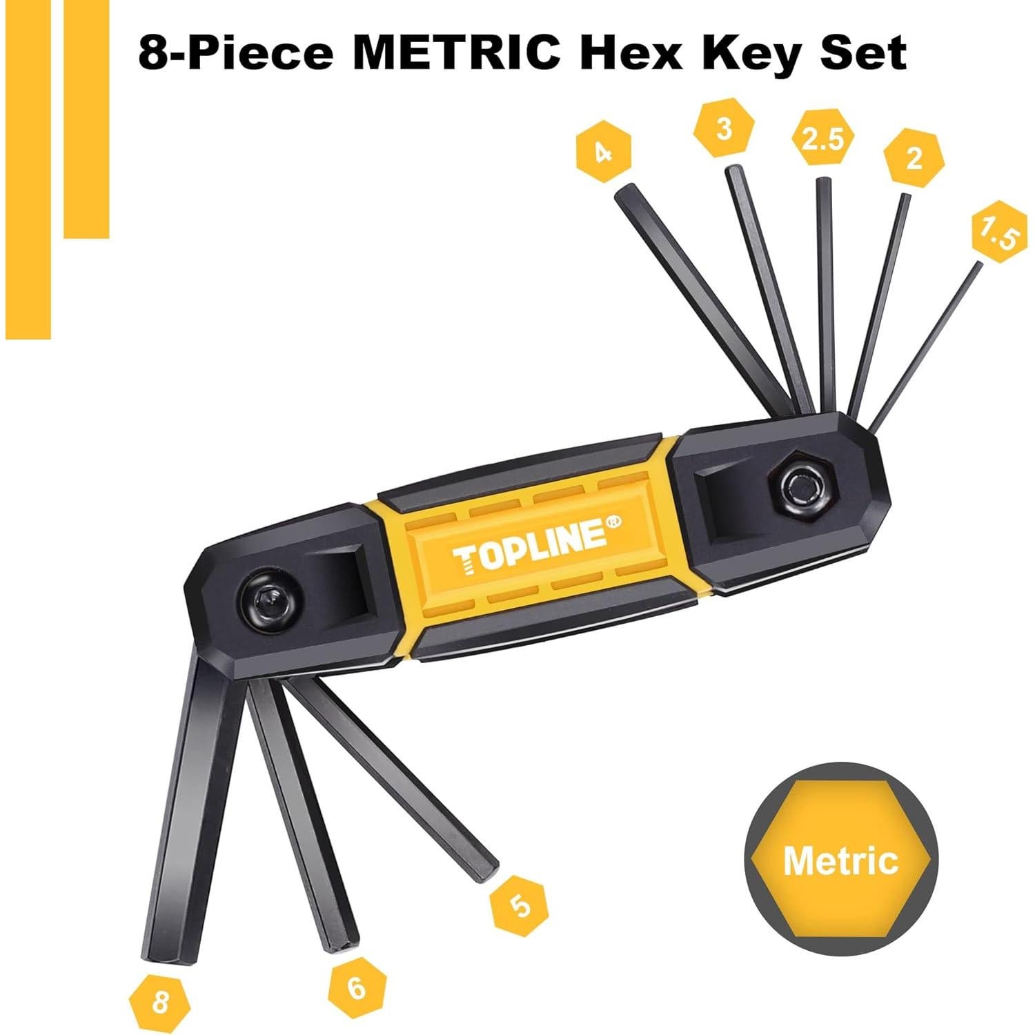 Juego de Llaves Allen Plegables 25 Piezas Topline Métrico y Torx