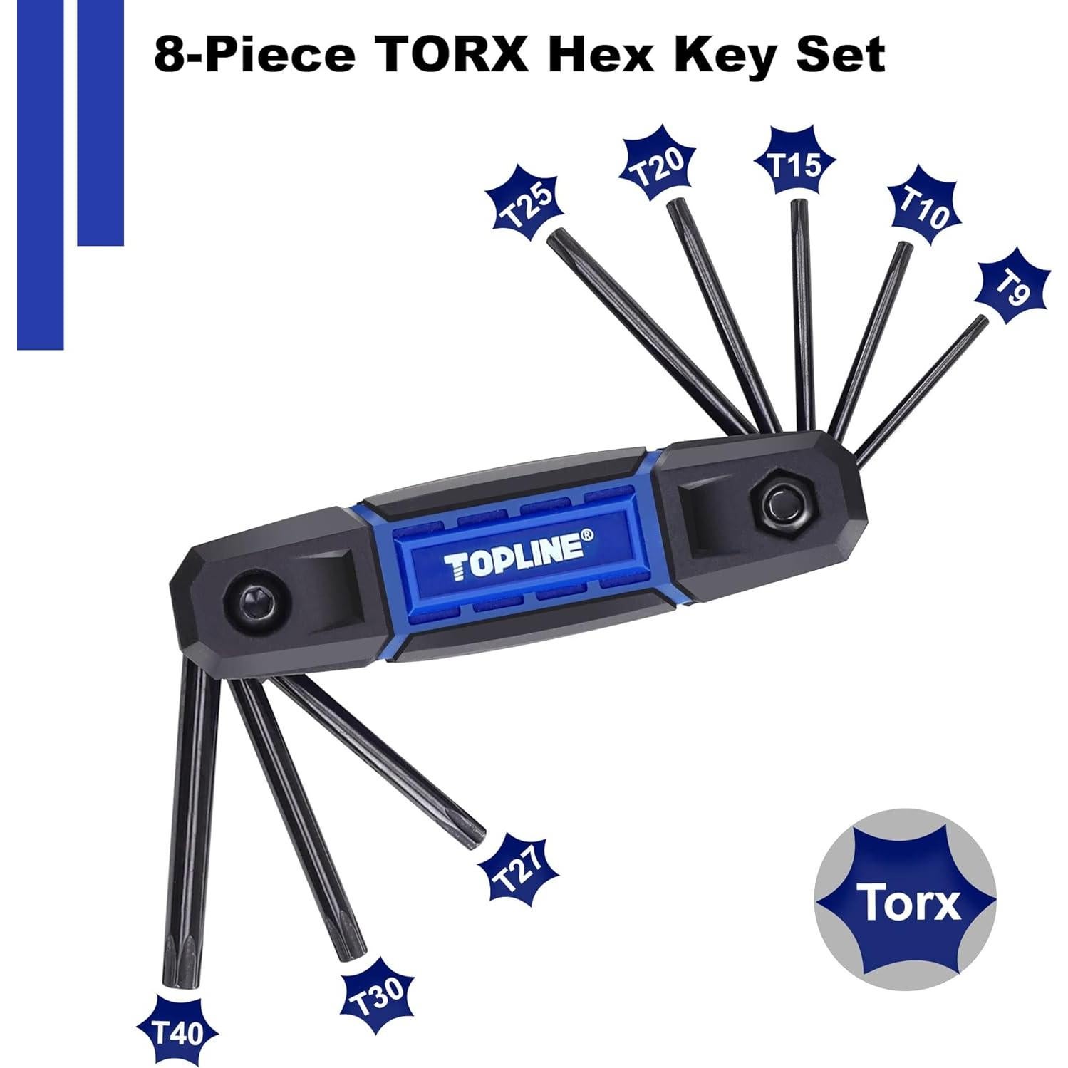 Juego de Llaves Allen Plegables 25 Piezas Topline Métrico y Torx