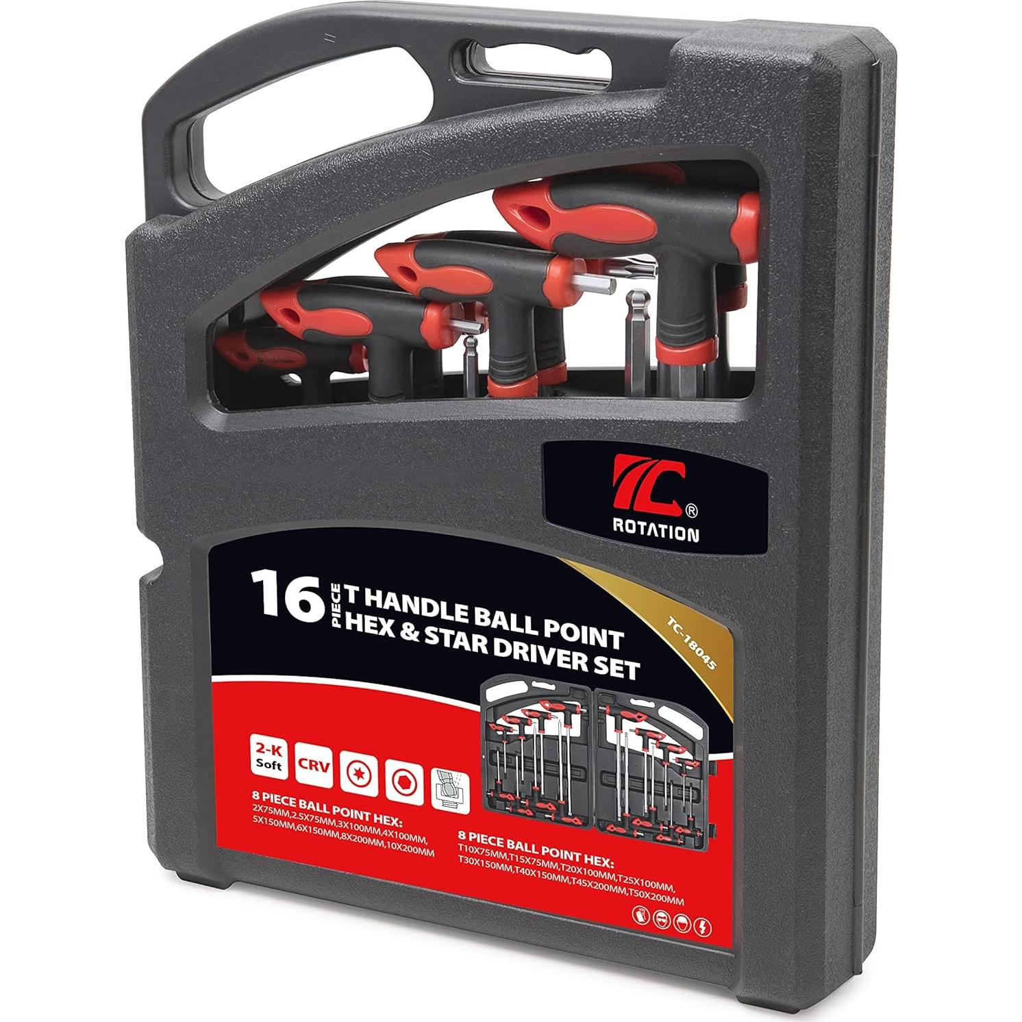 Set de Llaves Hexagonales y Torx 16 Pzs Rotation con Estuche