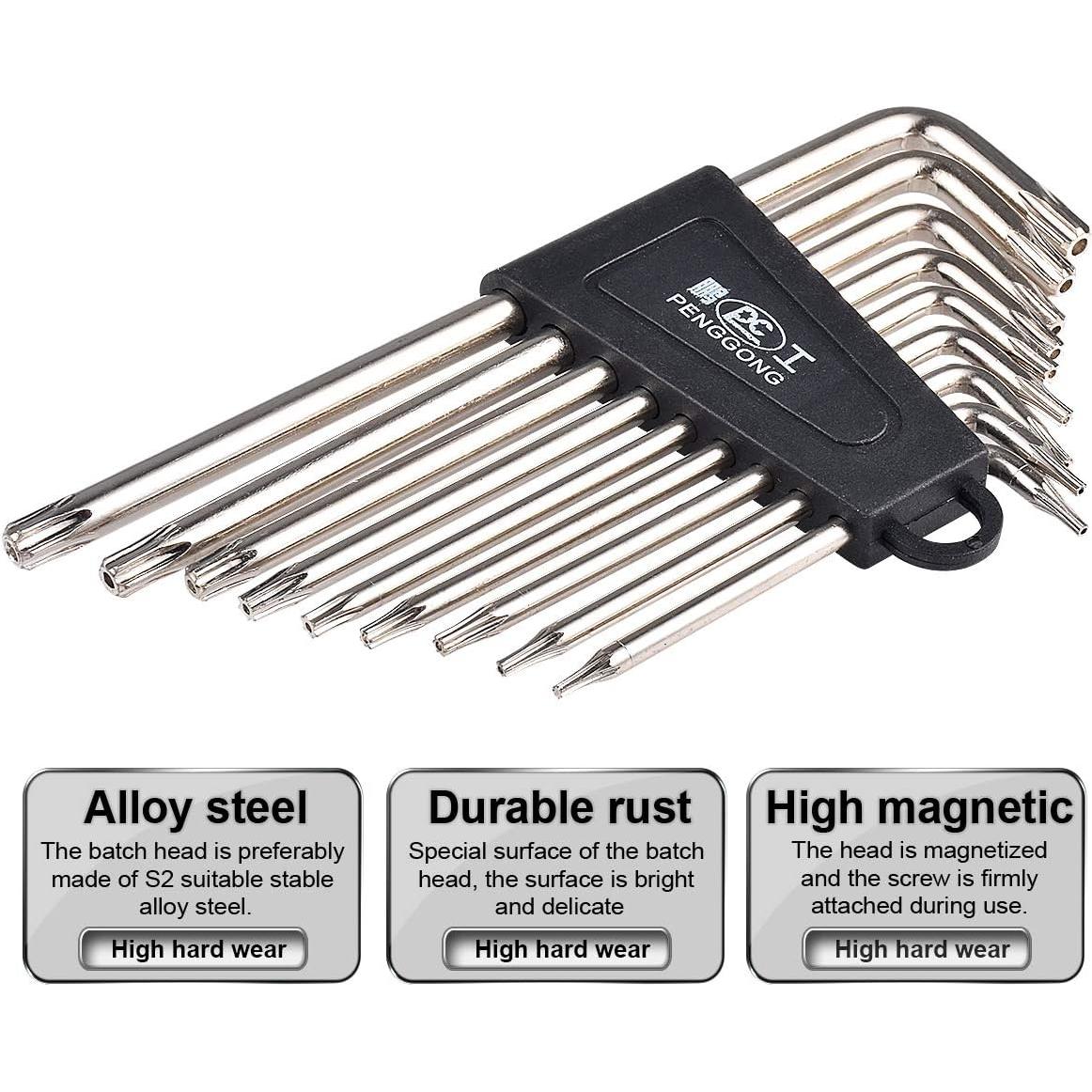 Juego de 9 Llaves Allen Torx HOHXEN 7.1x5.1cm Acero Inoxidable