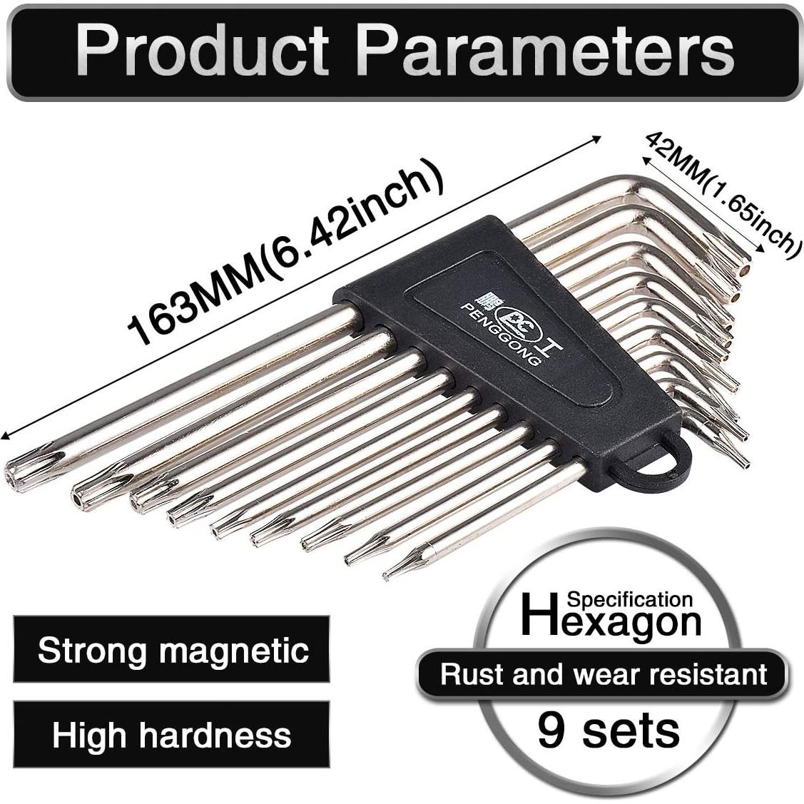 Juego de 9 Llaves Allen Torx HOHXEN 7.1x5.1cm Acero Inoxidable