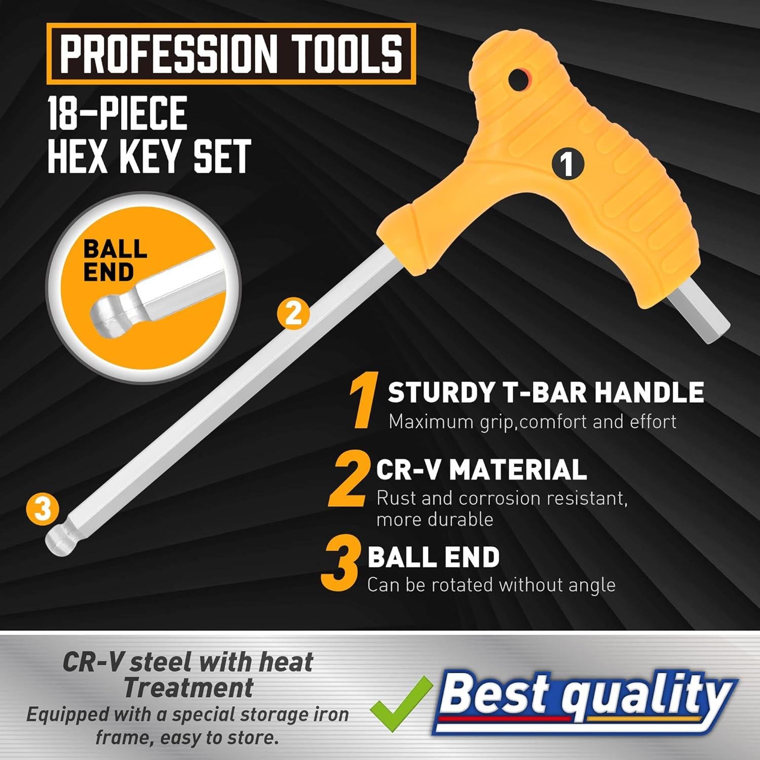 Juego de llaves allen T 18 piezas Amartisan métrico y SAE