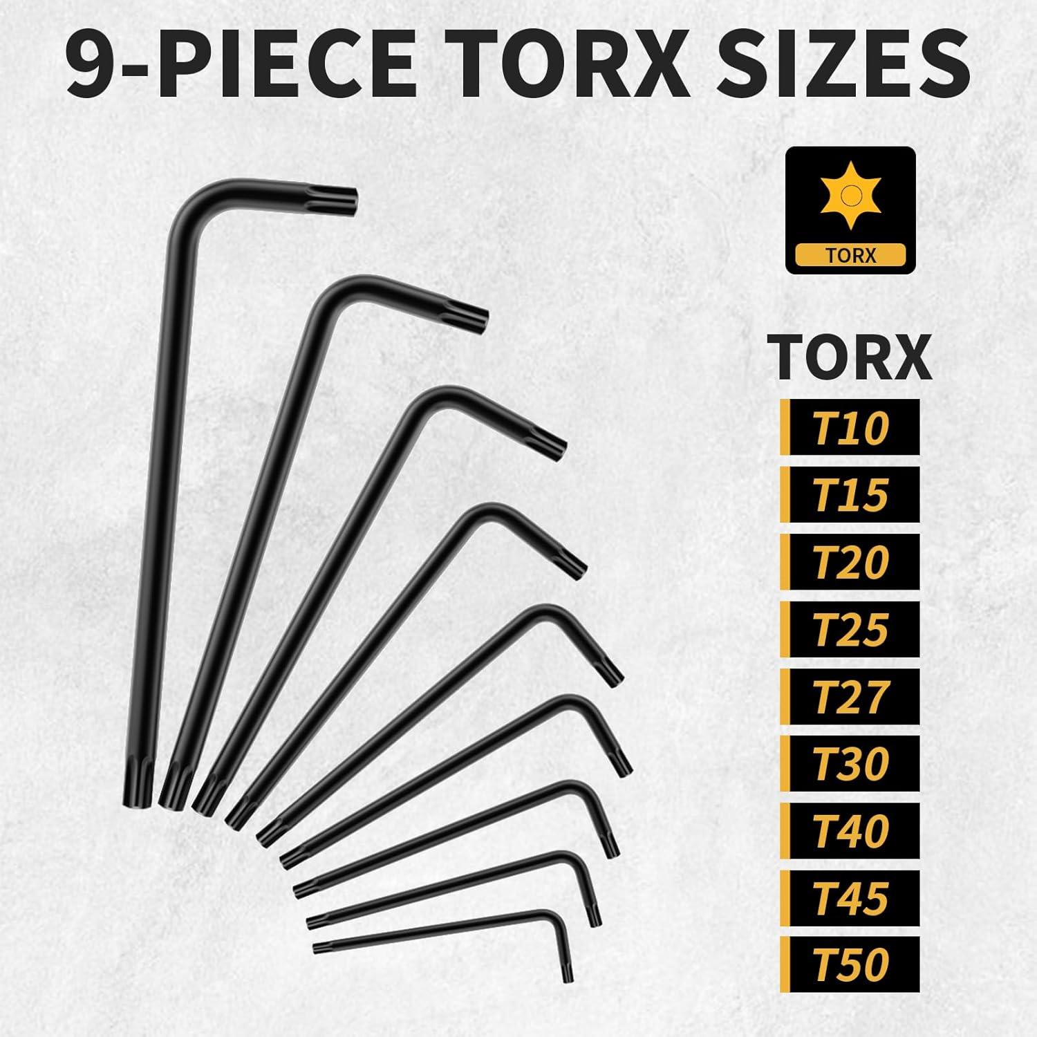 Juego de Llaves Torx 9 Piezas GRENPRO T10-T50 Acero CR-V