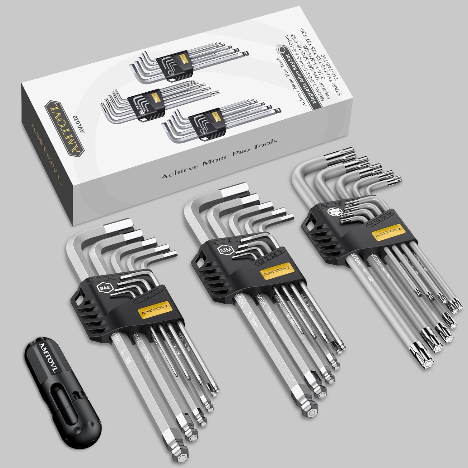 Juego de Llaves Hexagonales Magnéticas AMTOVL 27 Piezas S2