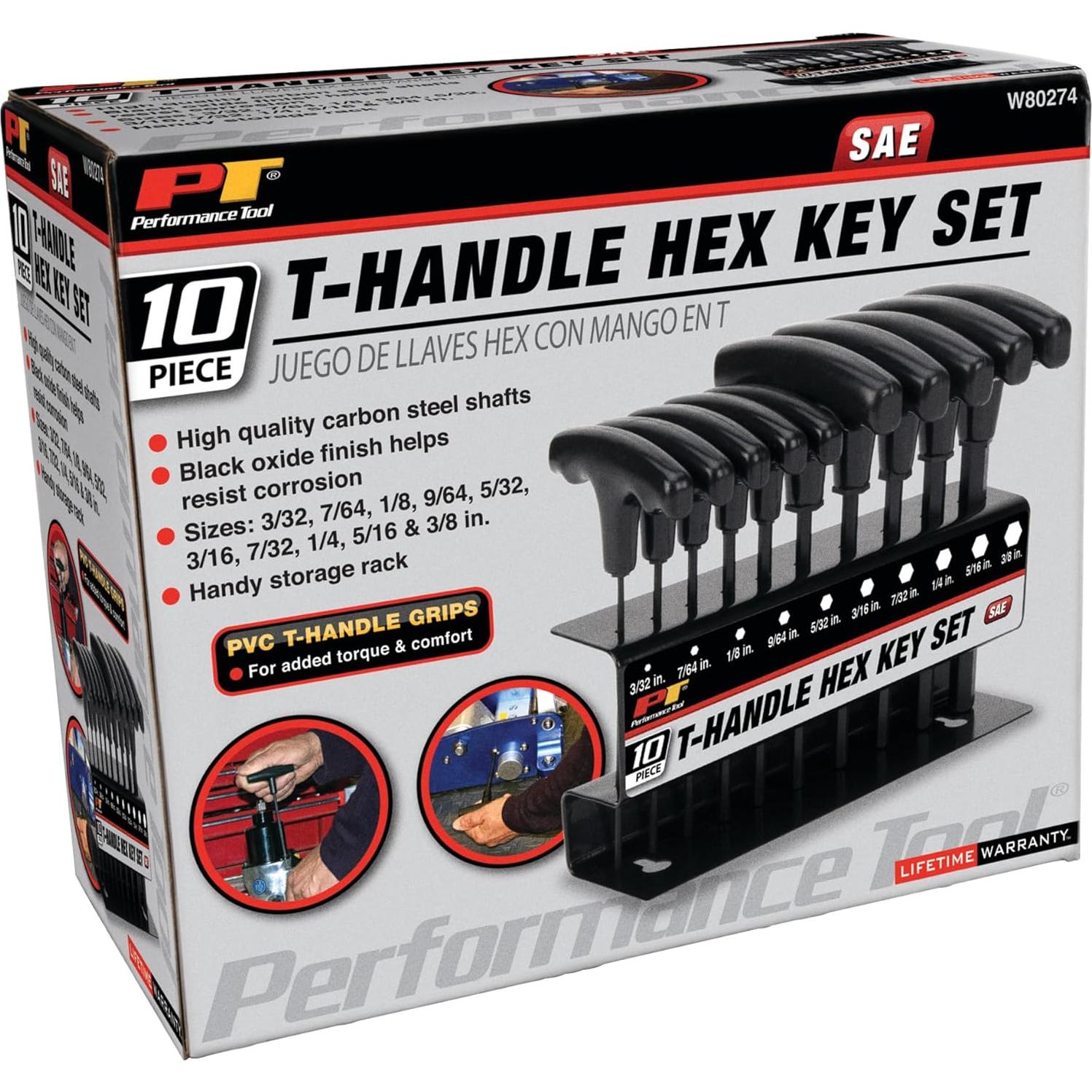 Juego de Llaves Allen T-Handle 10 Piezas Performance Tool