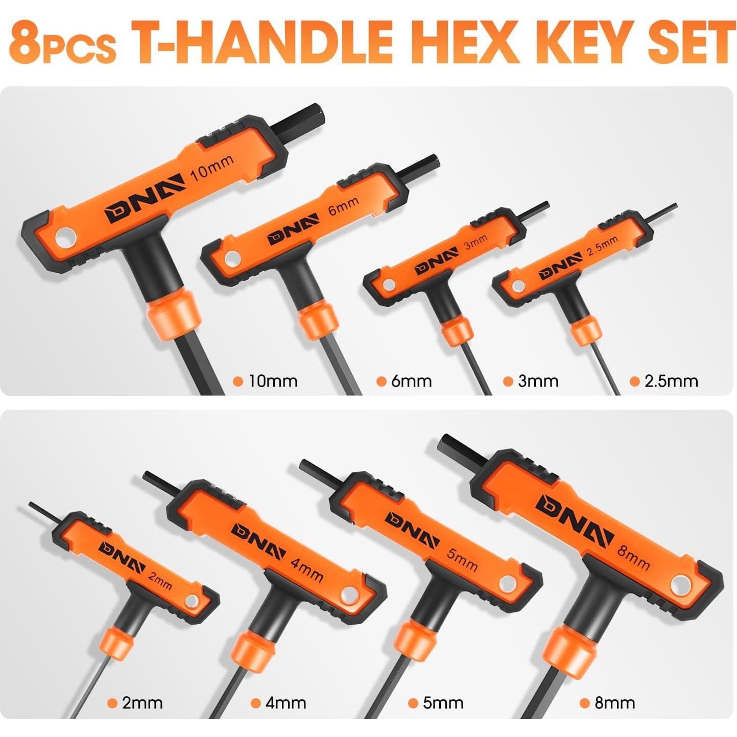 Juego de Llaves Hexagonales T-Handle DNA MOTORING 8 Piezas