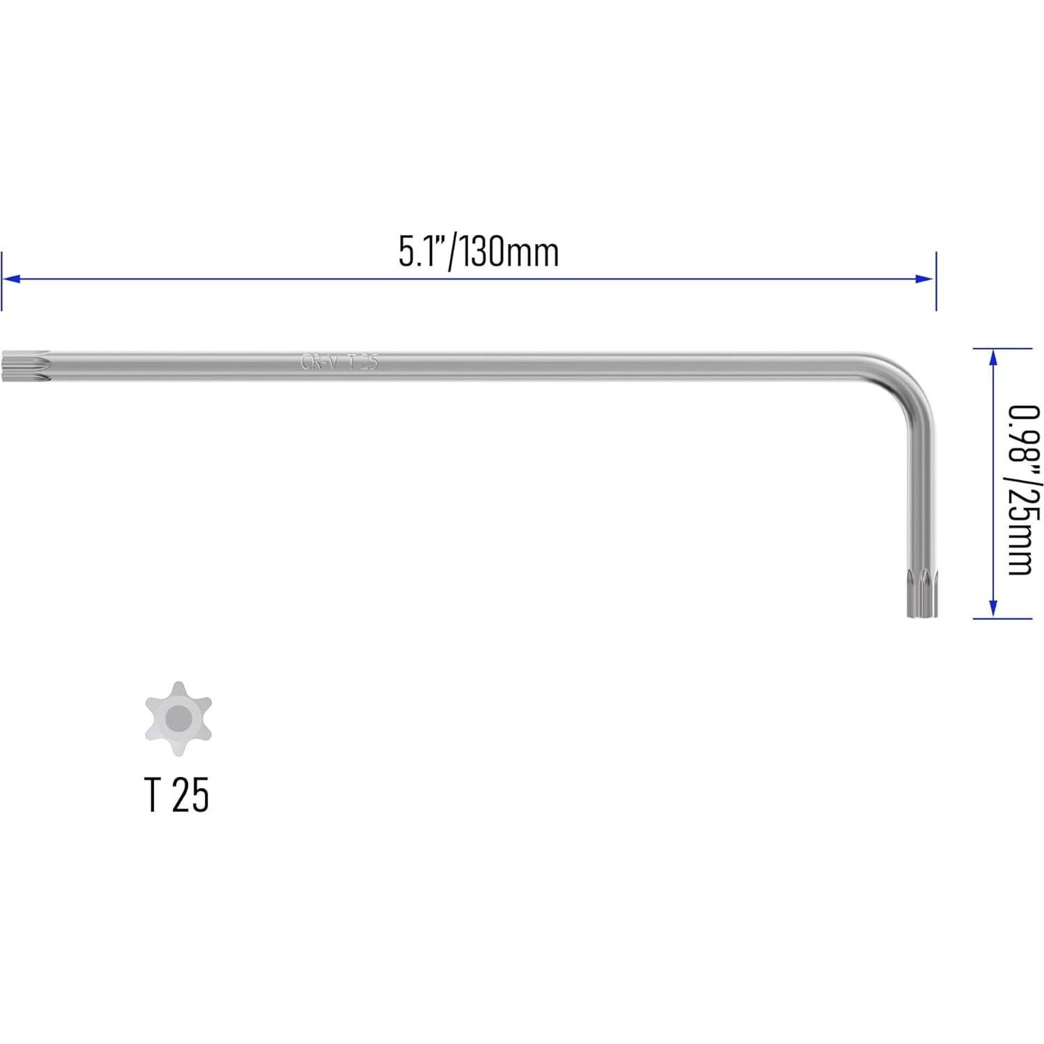 Juego de 4 Llaves Torx T25 FOCMKEAS Acero CRV 130mm