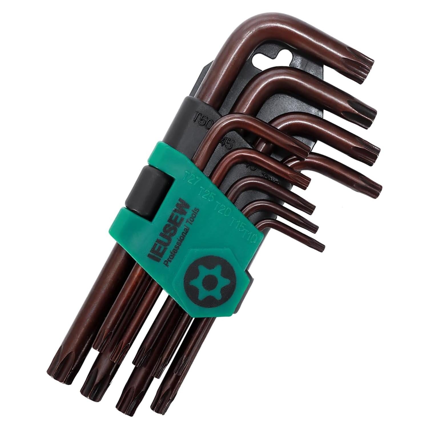Juego de Llaves Allen Torx Ieusew 9 Piezas Acero S2 T10-T50