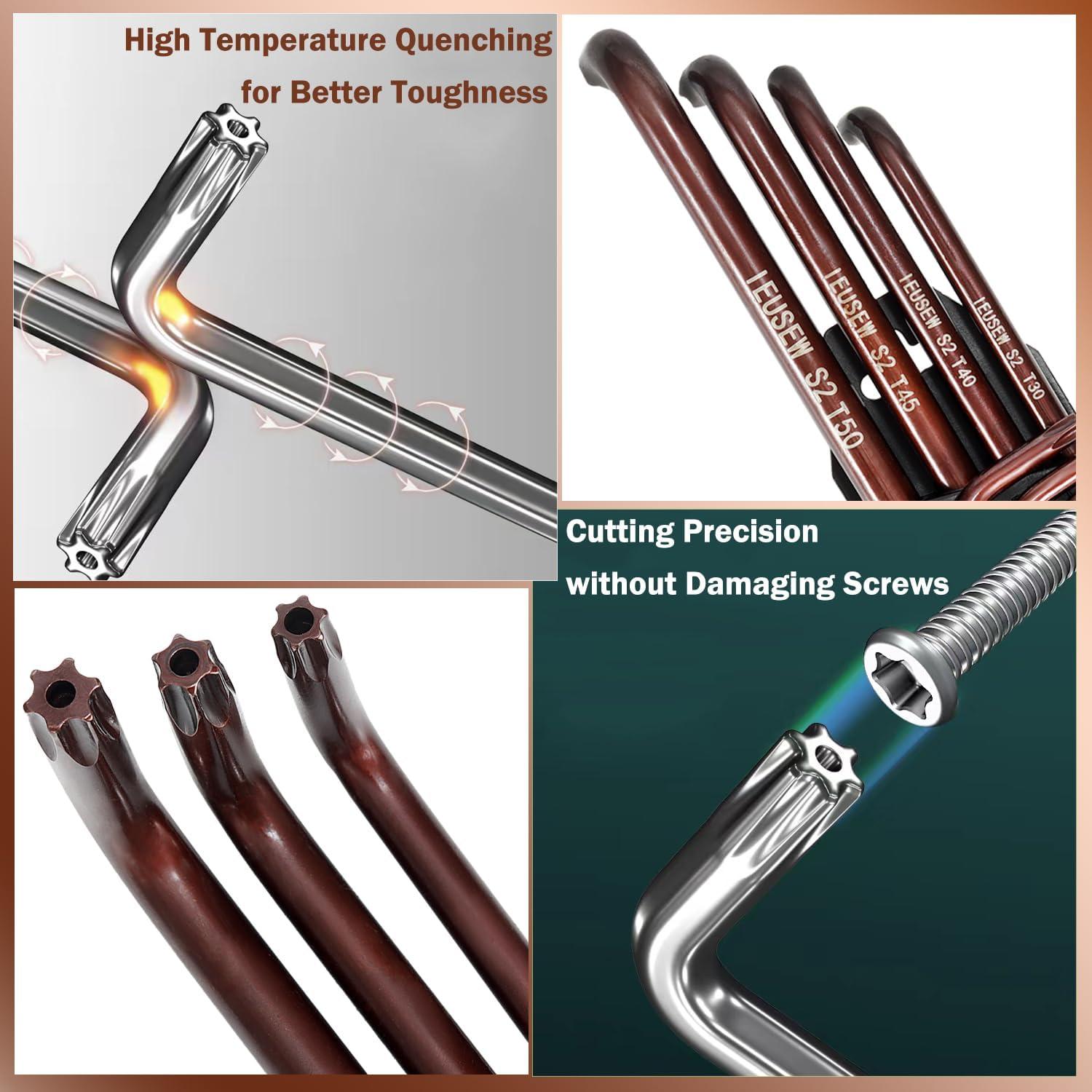 Juego de Llaves Allen Torx Ieusew 9 Piezas Acero S2 T10-T50