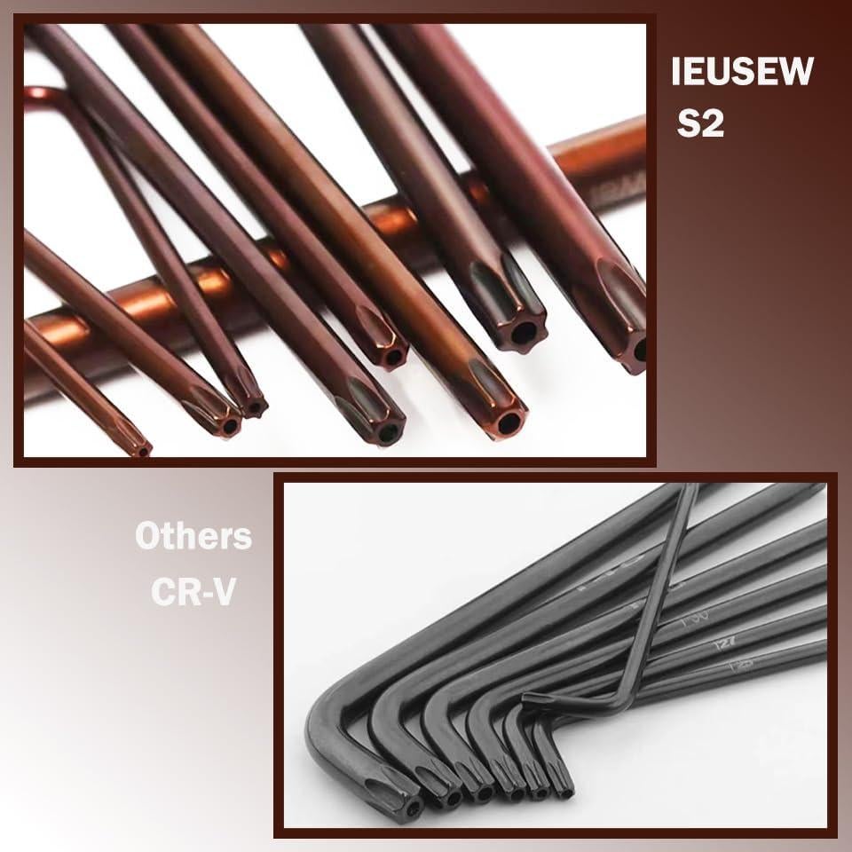 Juego de Llaves Allen Torx Ieusew 9 Piezas Acero S2 T10-T50
